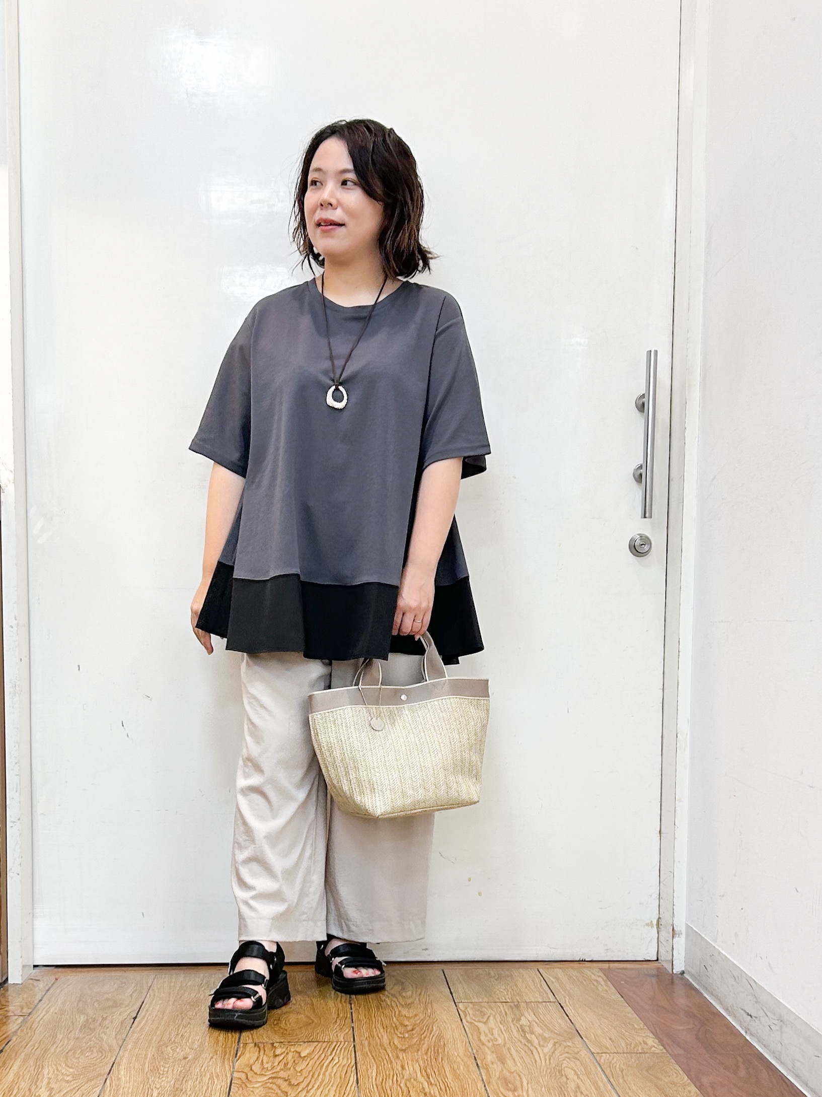 haruさんの「SHOO･LA･RUE｜【高レビュー/洗濯機可/セットアップ可】軽凛(かろりん) 半袖ジャケット」を使ったコーディネート
