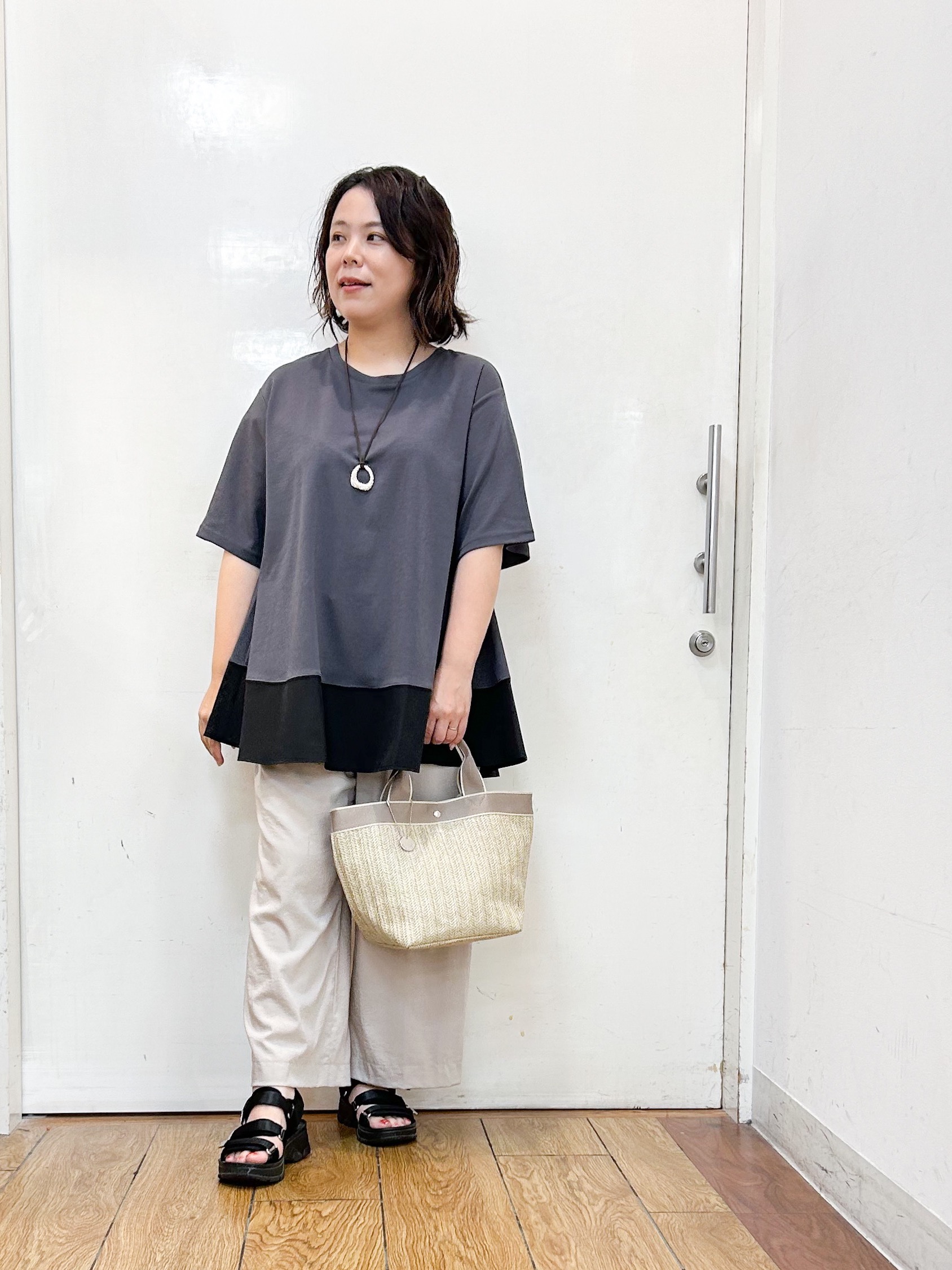 haruさんの「SHOO･LA･RUE｜【高レビュー/洗濯機可/セットアップ可】軽凛(かろりん) 半袖ジャケット」を使ったコーディネート