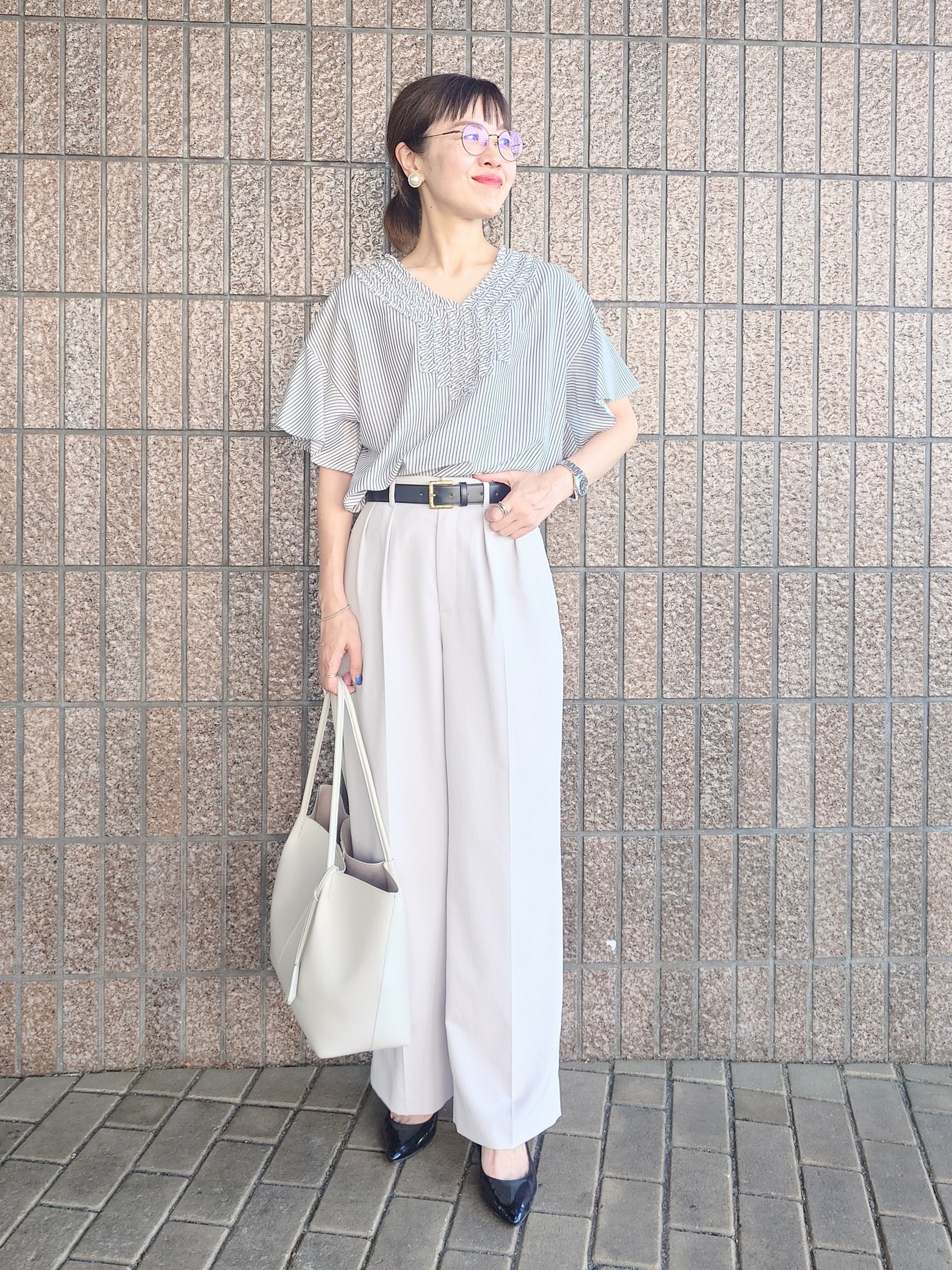MUTSUKOさんの「UNTITLED｜【接触冷感/UVカット/遮熱機能】フライスジャージカーディガン」を使ったコーディネート