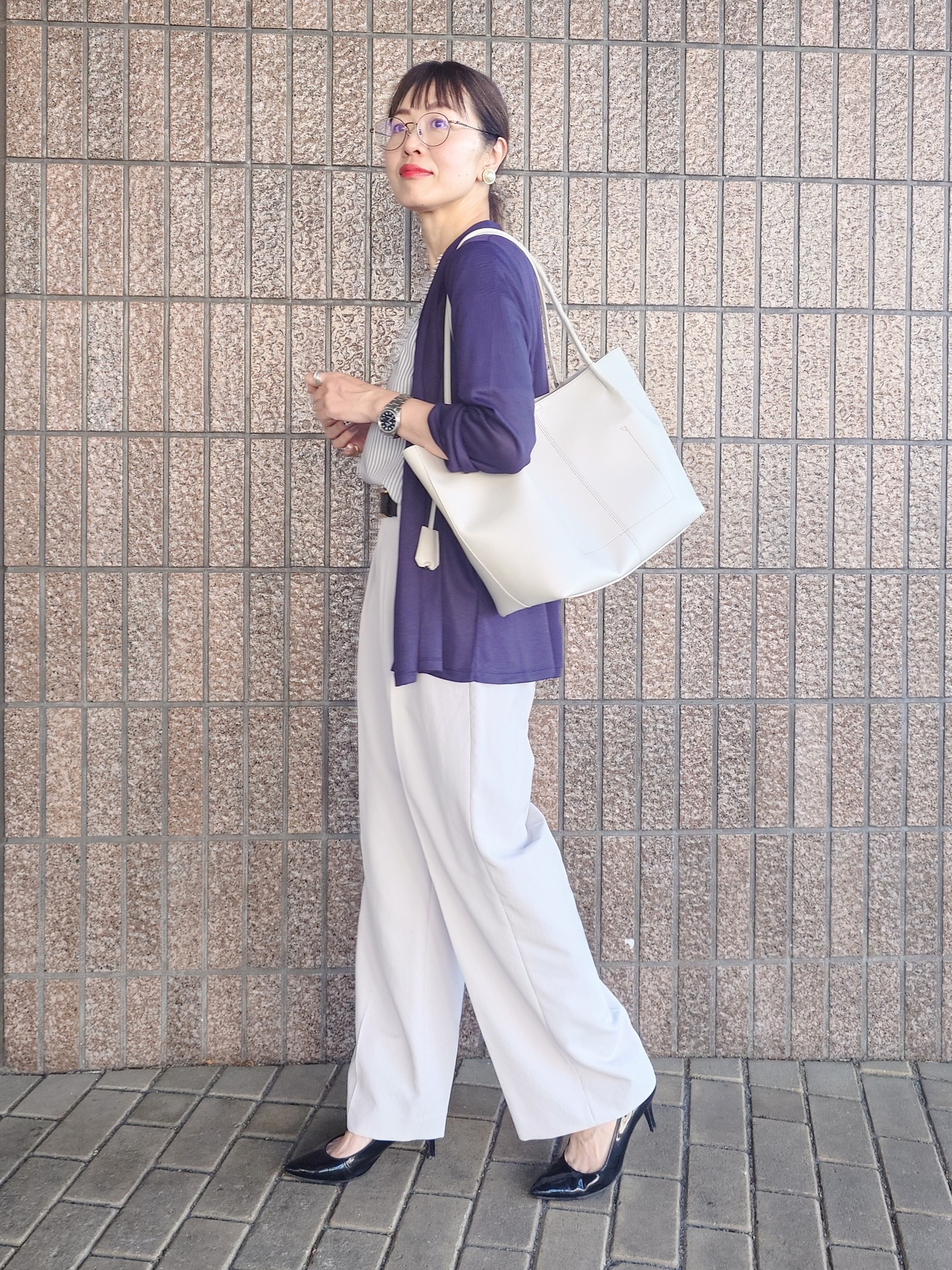 MUTSUKOさんの「UNTITLED｜【接触冷感/UVカット/遮熱機能】フライスジャージカーディガン」を使ったコーディネート