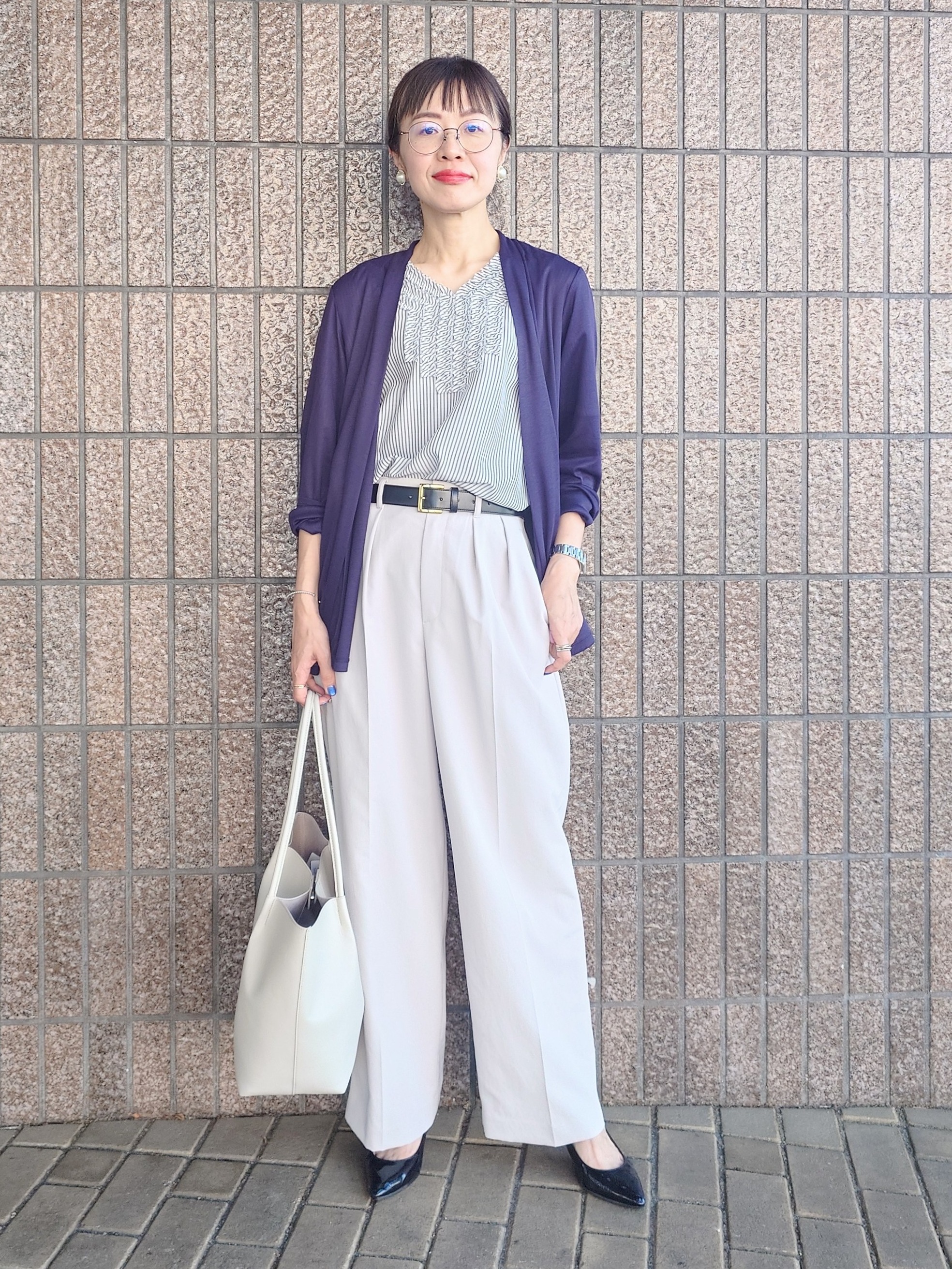 MUTSUKOさんの「UNTITLED｜【接触冷感/UVカット/遮熱機能】フライスジャージカーディガン」を使ったコーディネート