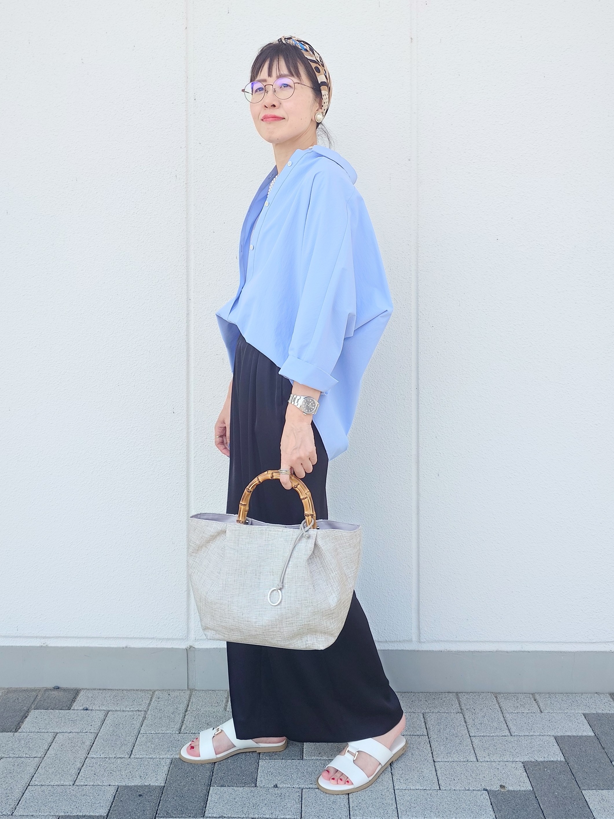 MUTSUKOさんの「UNTITLED｜【接触冷感/吸水速乾/UVカット】ドルマンスリーブシャツ」を使ったコーディネート