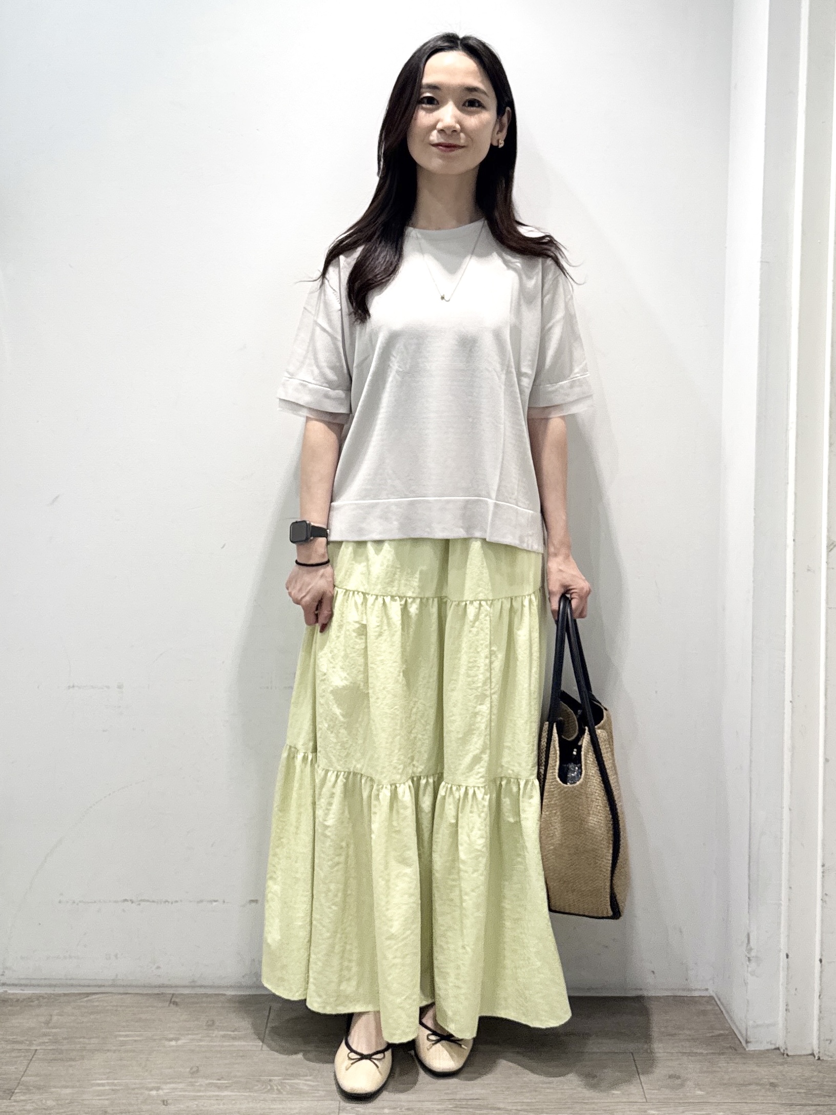 yuicciさんの「OPAQUE.CLIP｜【UV／接触冷感／抗ピル】シアー＆レイヤード風さらりニット《洗濯機OK》」を使ったコーディネート