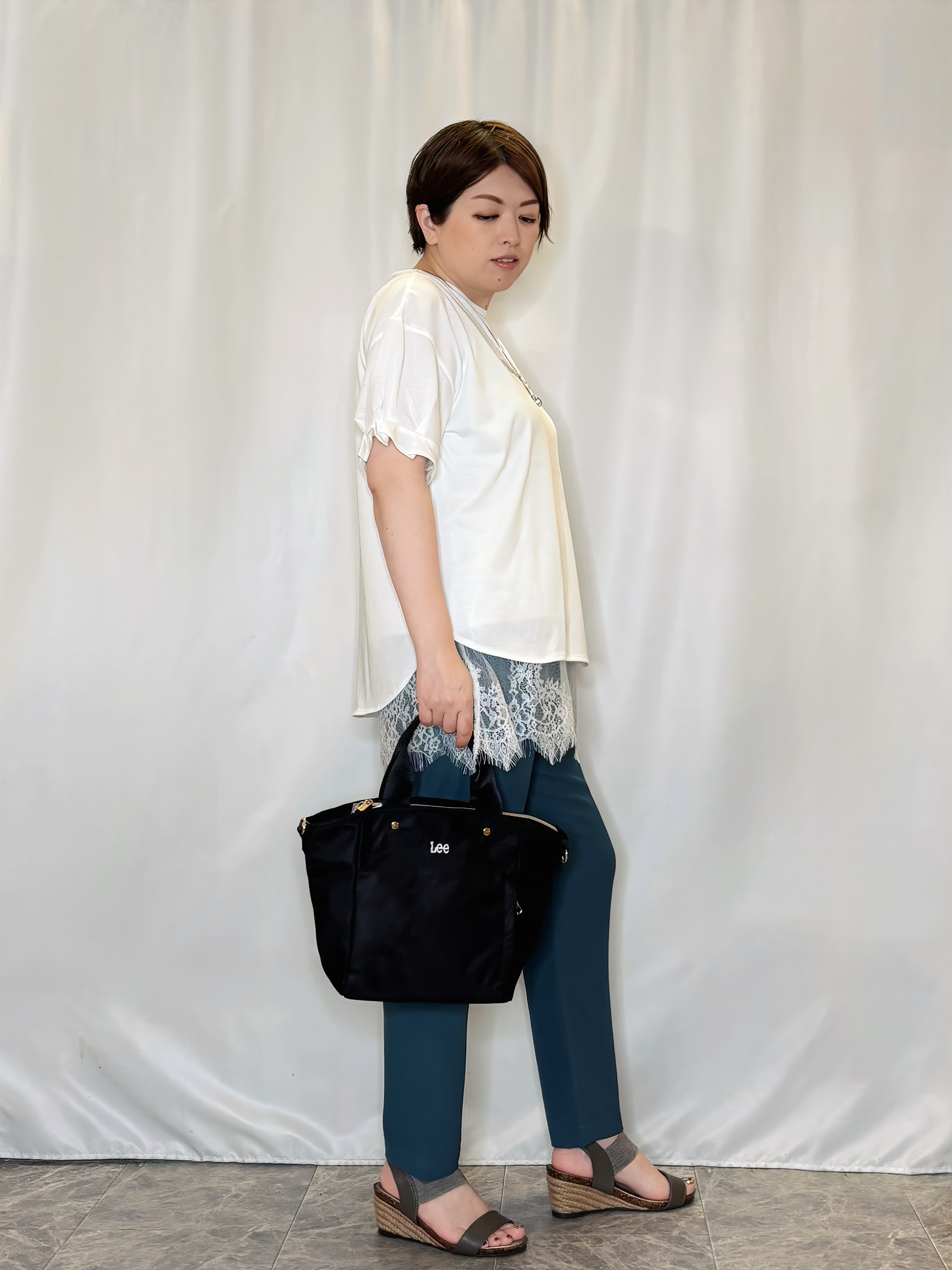 たみさんの「SHOO･LA･RUE｜【ひんやり/UV/S-LL】お袖ふんわり二の腕カバー ぷっくりラメプリントTシャツ」を使ったコーディネート