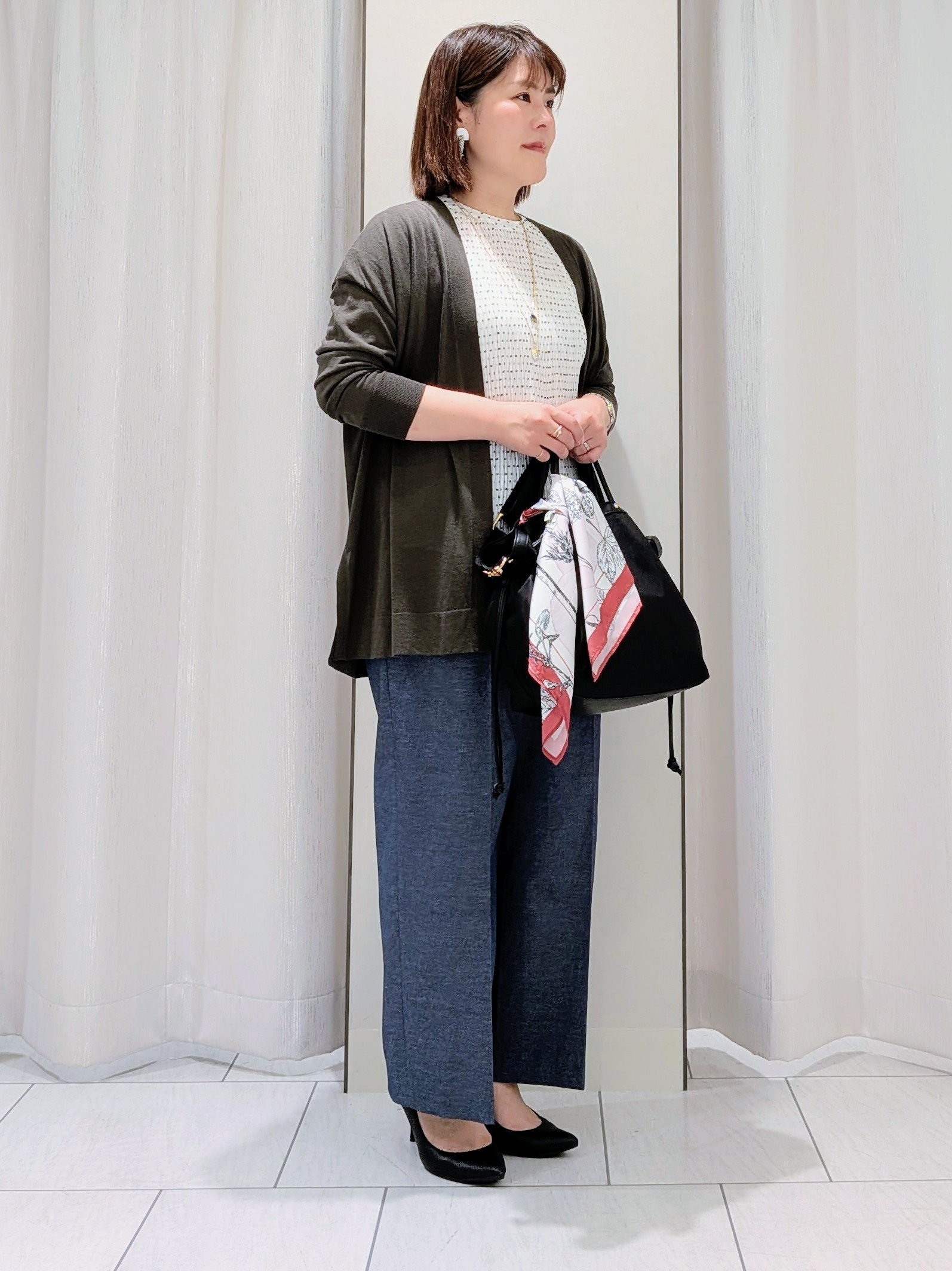 Onumaさんの「UNTITLED｜【1枚で着映える】ドットジャガードブラウス」を使ったコーディネート