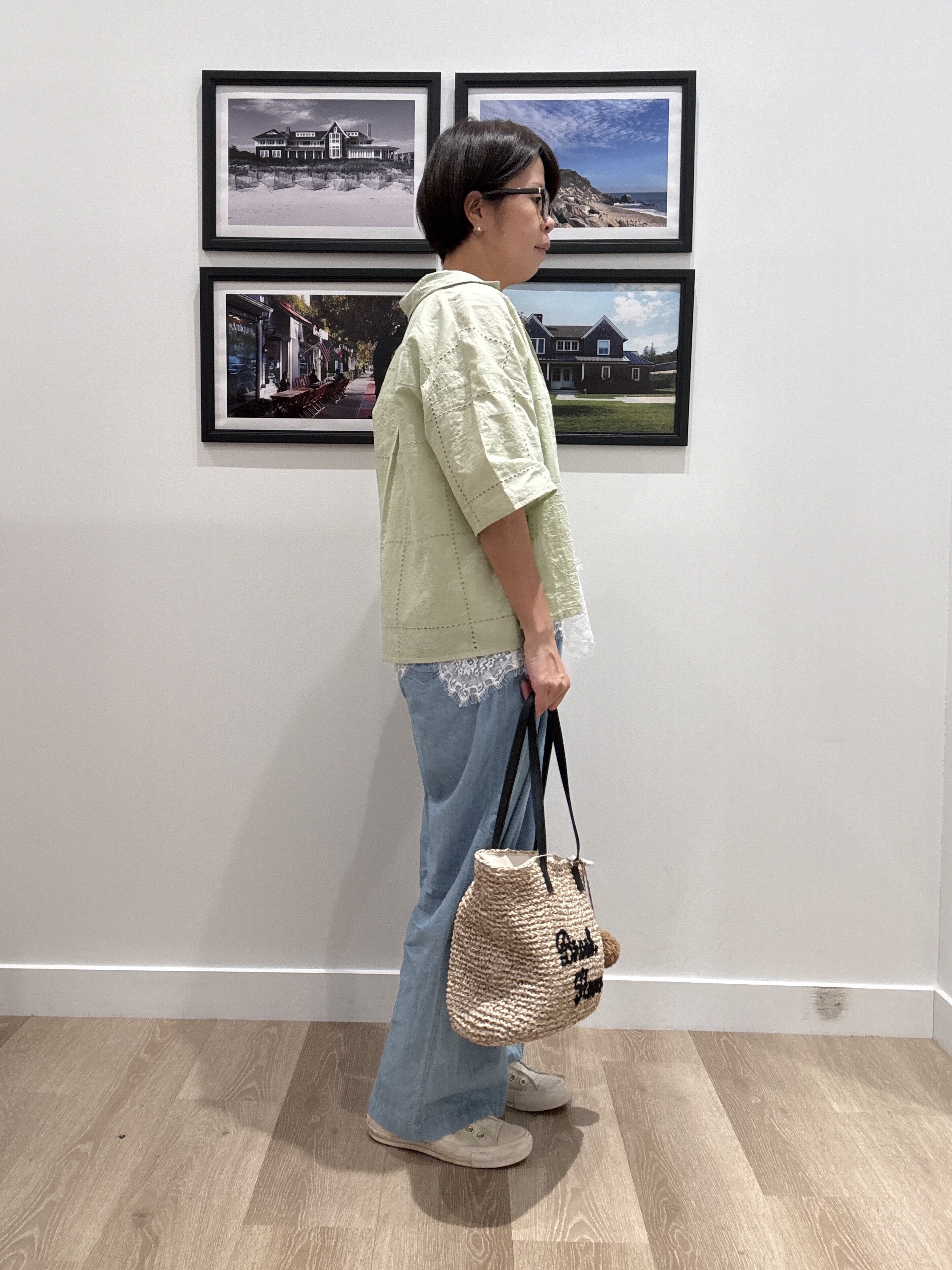 Naoさんの「Dessin｜【セットアップ可/洗える】刺繍スクエアレースシャツ」を使ったコーディネート