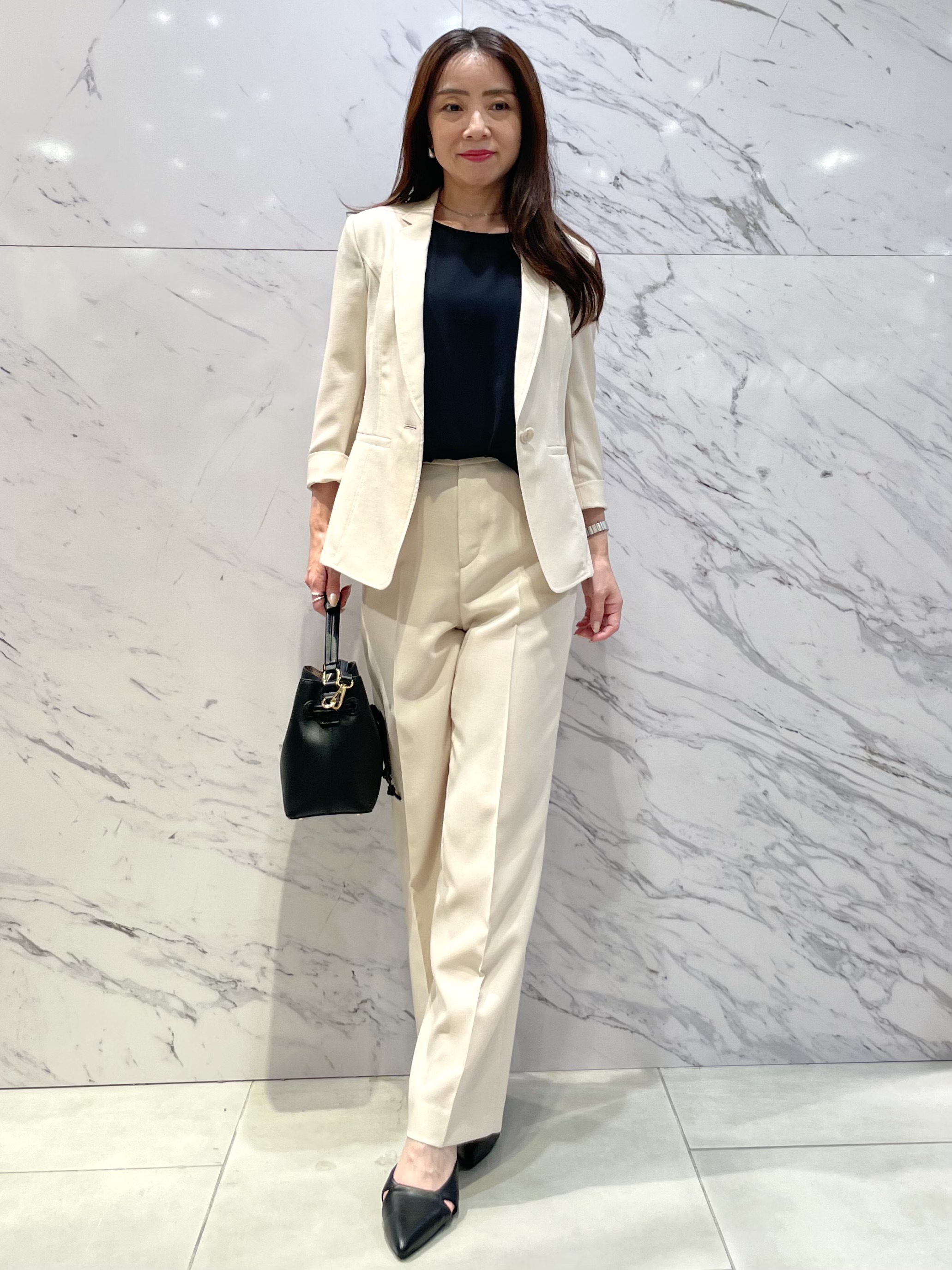 saitouさんの「COUP DE CHANCE｜【日本製／接触冷感／UVケア／手洗い可】リネンライクテーラードジャケット」を使ったコーディネート