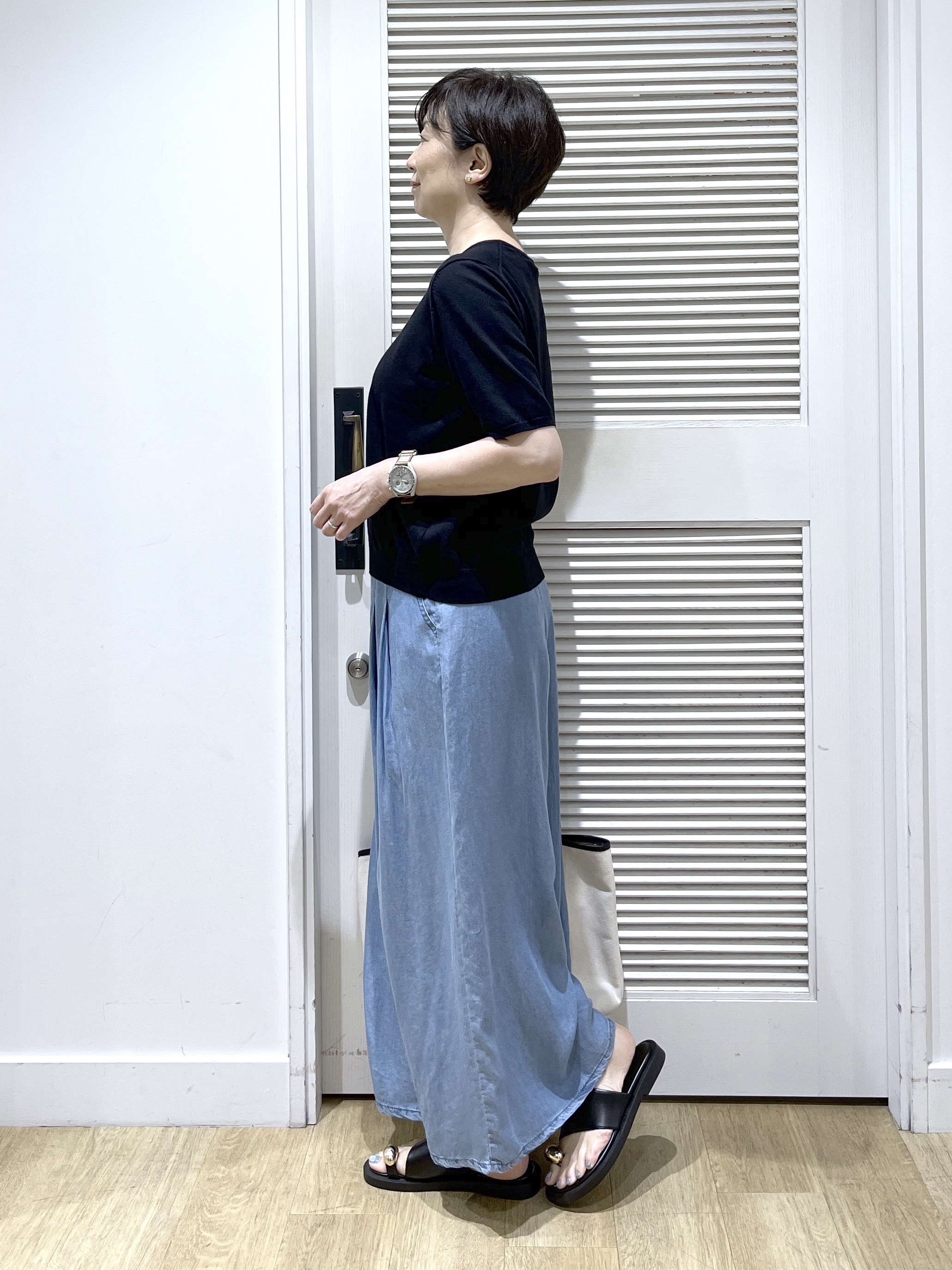 Miyazakiさんの「Dessin｜【9色展開/接触冷感/UVカット】ドライタッチサマーニットT」を使ったコーディネート