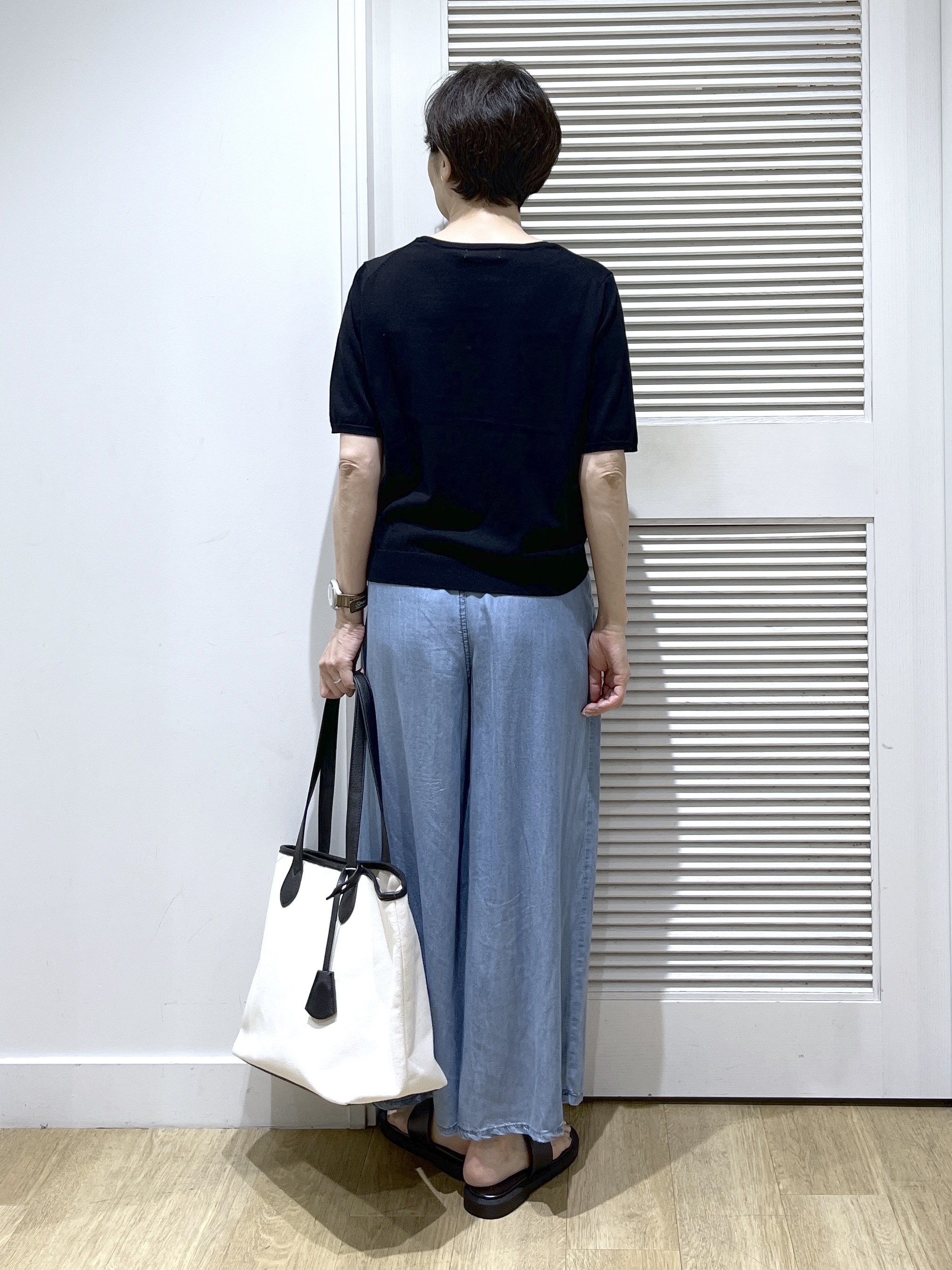 Miyazakiさんの「Dessin｜【9色展開/接触冷感/UVカット】ドライタッチサマーニットT」を使ったコーディネート