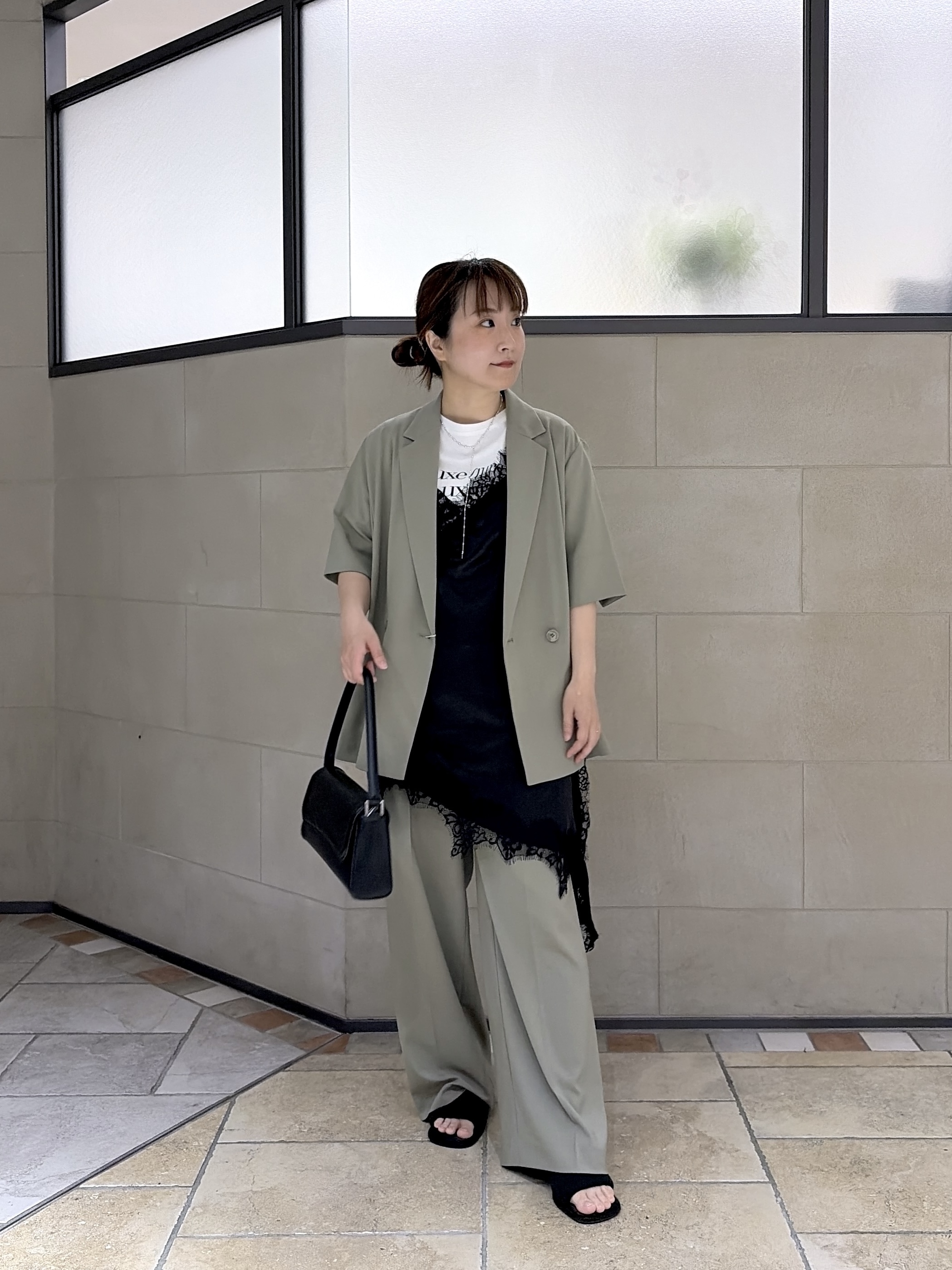 よねさんの「INDIVI｜Comfy SET UP｜ハーフスリーブジャケット【セットアップ対応／通勤／接触冷感／UVカット】」を使ったコーディネート
