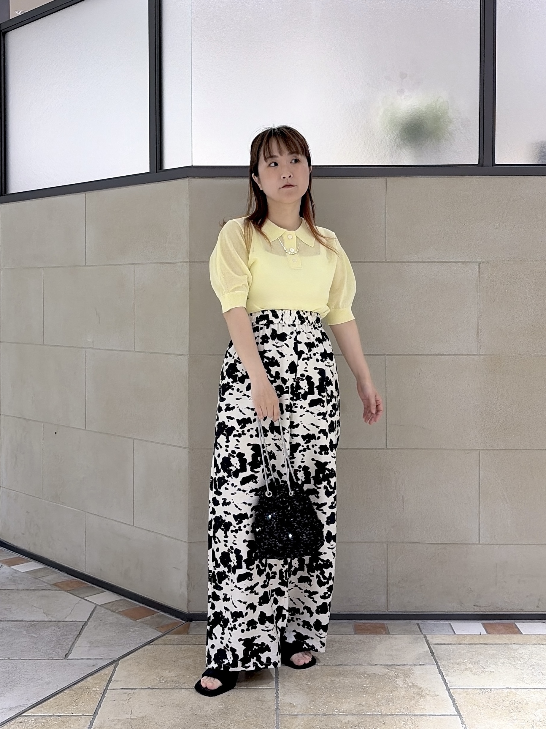 よねさんの「INDIVI｜フォルムスリーブポロニット」を使ったコーディネート