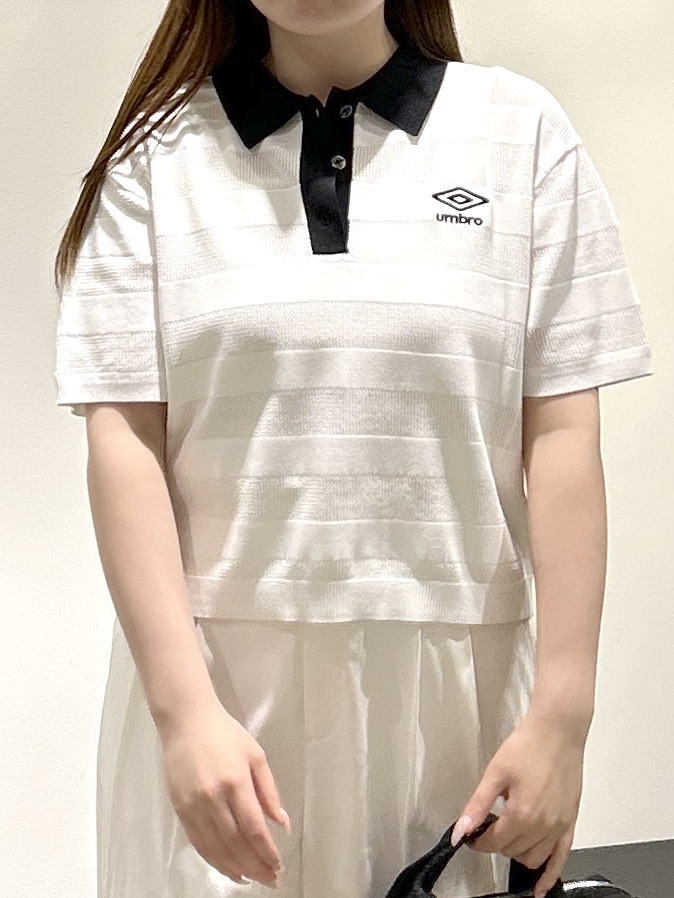 sayaさんの「OPAQUE.CLIP｜◆【umbro／アンブロ】メッシュボーダー配色ポロニット」を使ったコーディネート