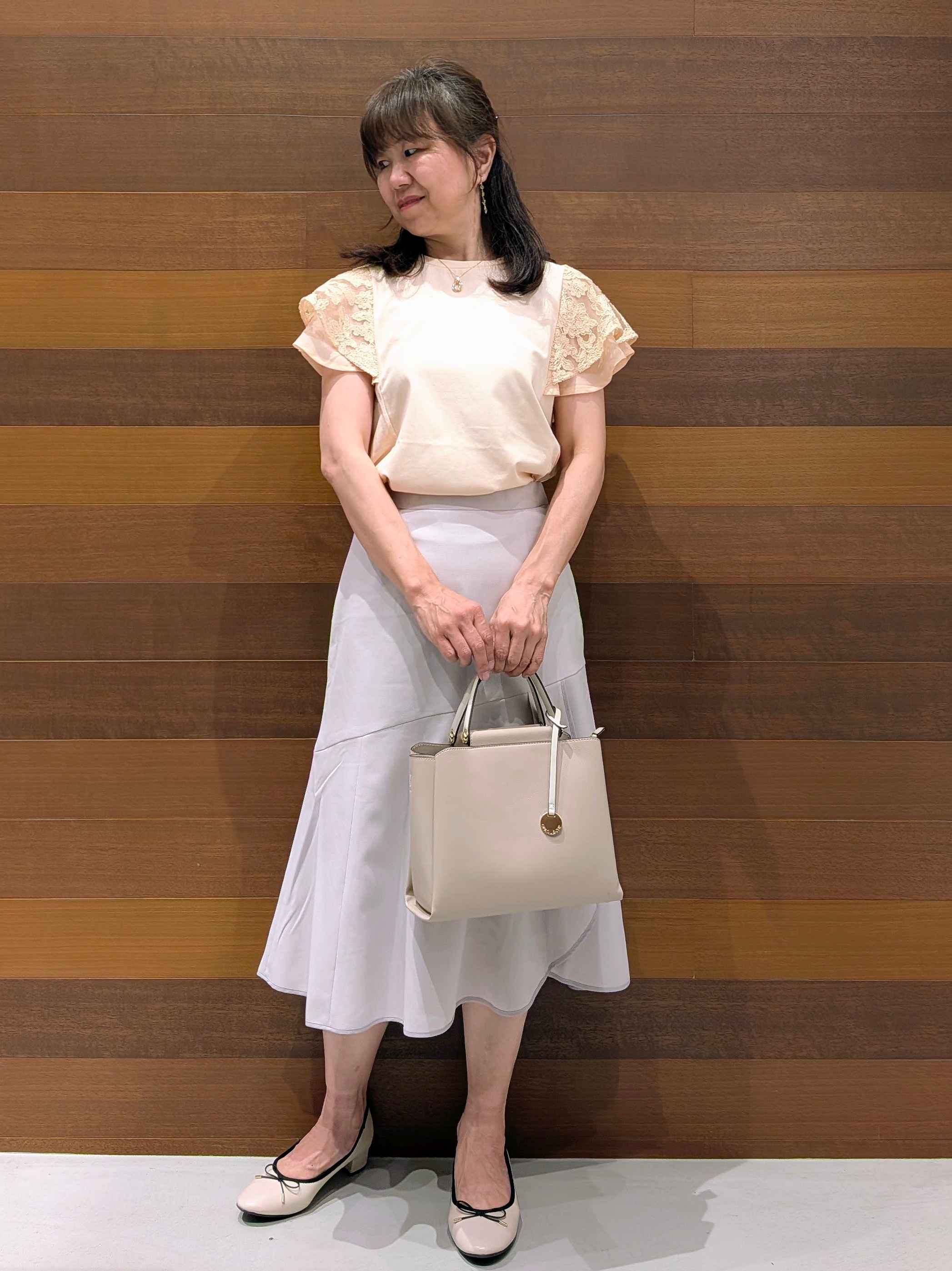 momoさんの「OPAQUE.CLIP｜【接触冷感／防シワ】ひんやり7分袖テーラードジャケット《洗濯機OK》」を使ったコーディネート