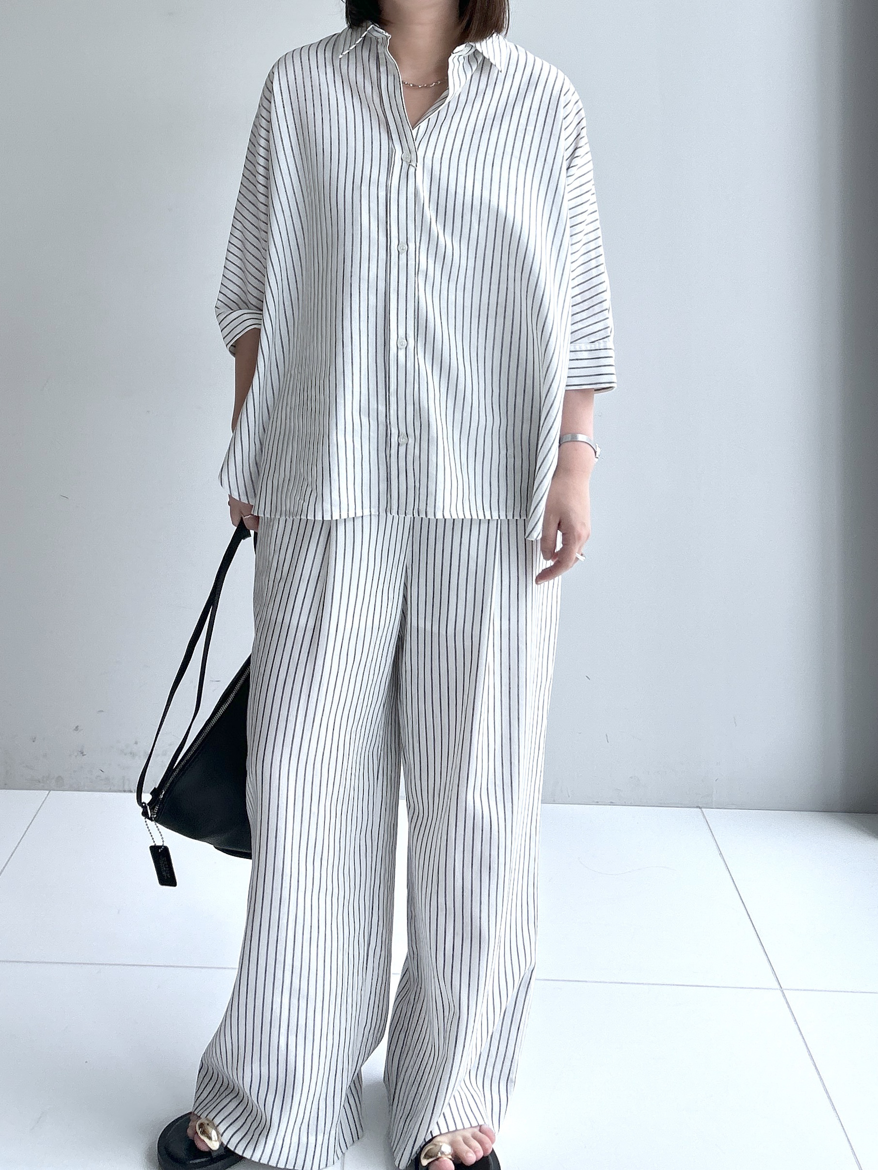 Hirokaさんの「Dessin｜【セットアップ可/洗える】リネンブレンドドルマンシャツ」を使ったコーディネート