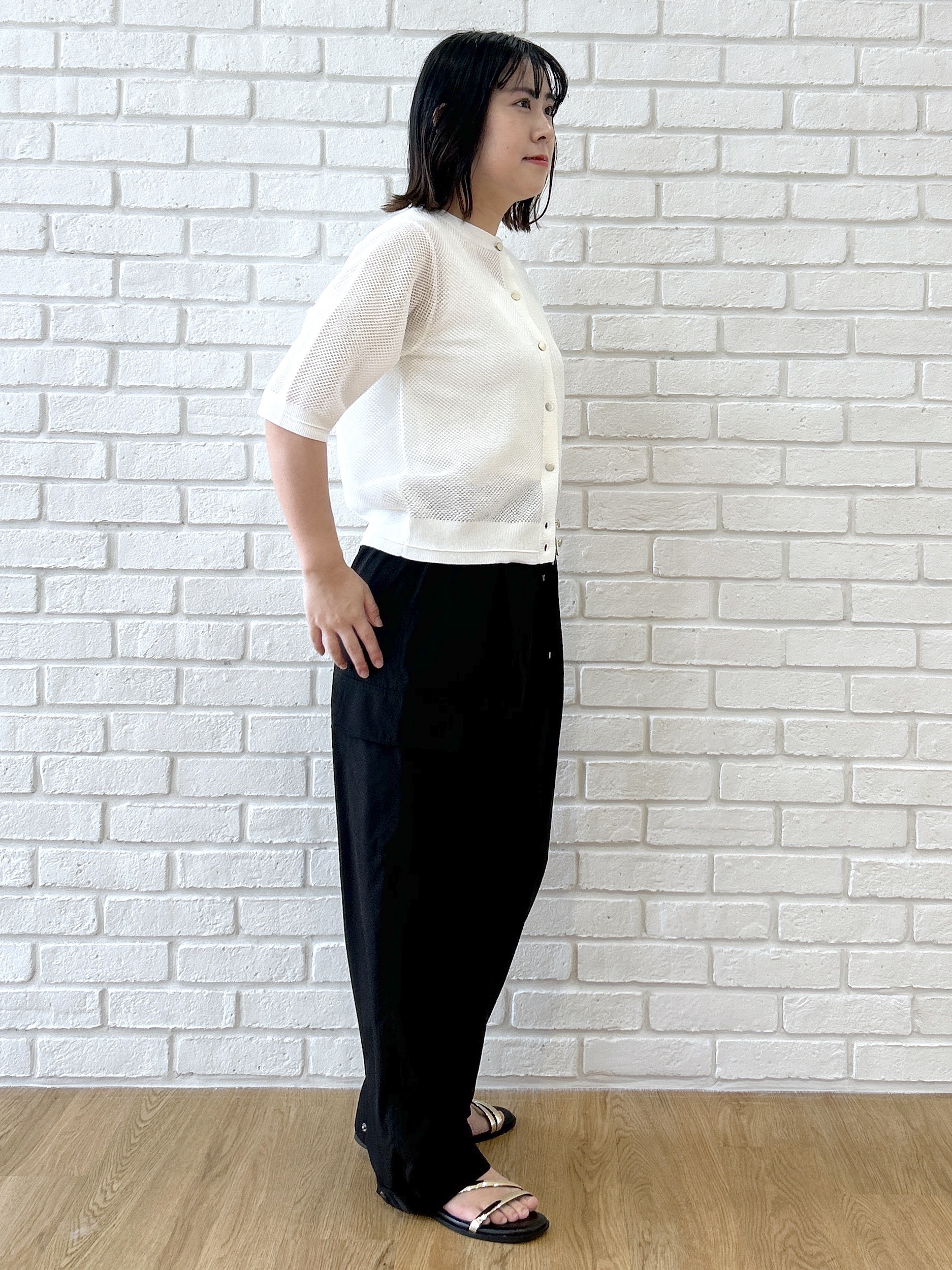 Hirokaさんの「grove｜【洗える】透けない、大人のメッシュカーディガン」を使ったコーディネート
