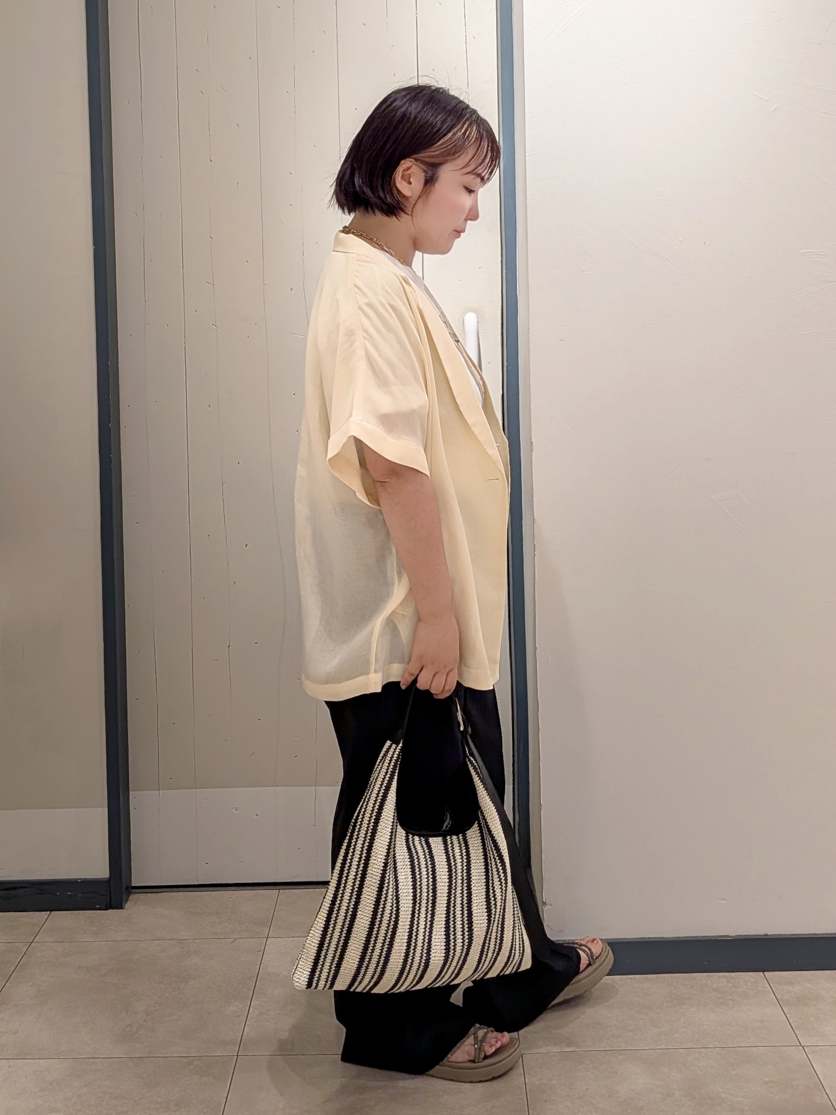 yukikaさんの「grove｜【洗濯機OK/SETUP可】シワになりにくいハーフスリーブジャケット」を使ったコーディネート