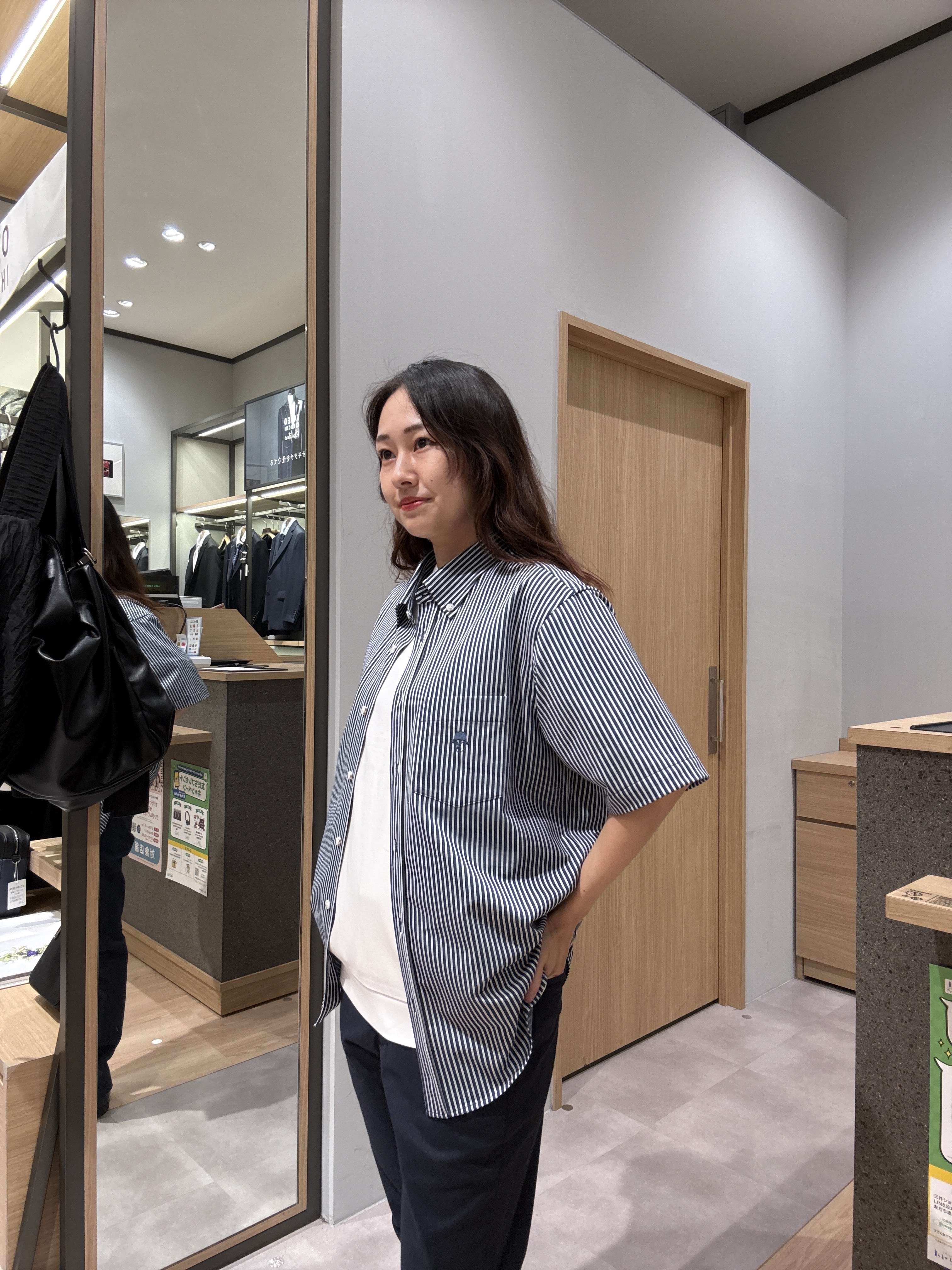 よぴさんの「TAKEO KIKUCHI｜【接触冷感】ジャージストライプ シャツ」を使ったコーディネート
