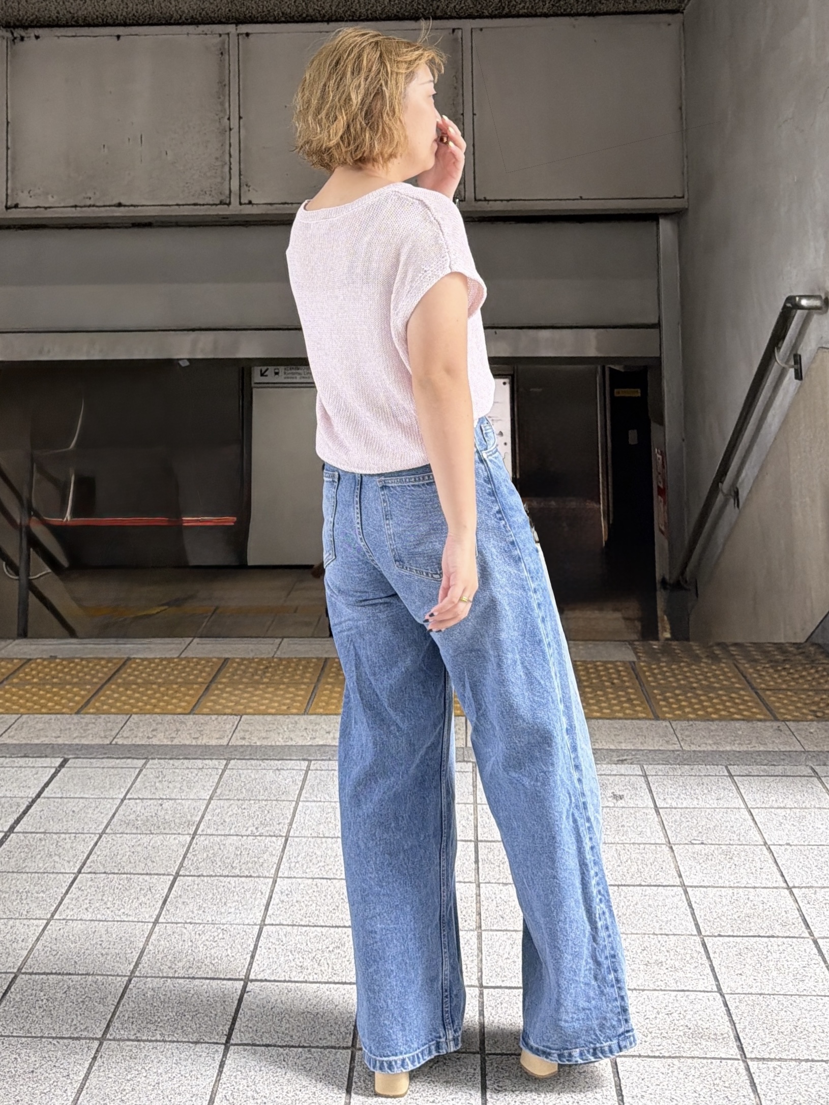 sumicaさんの「OPAQUE.CLIP｜ラメメッシュ フレンチスリーブニット【洗濯機OK】」を使ったコーディネート