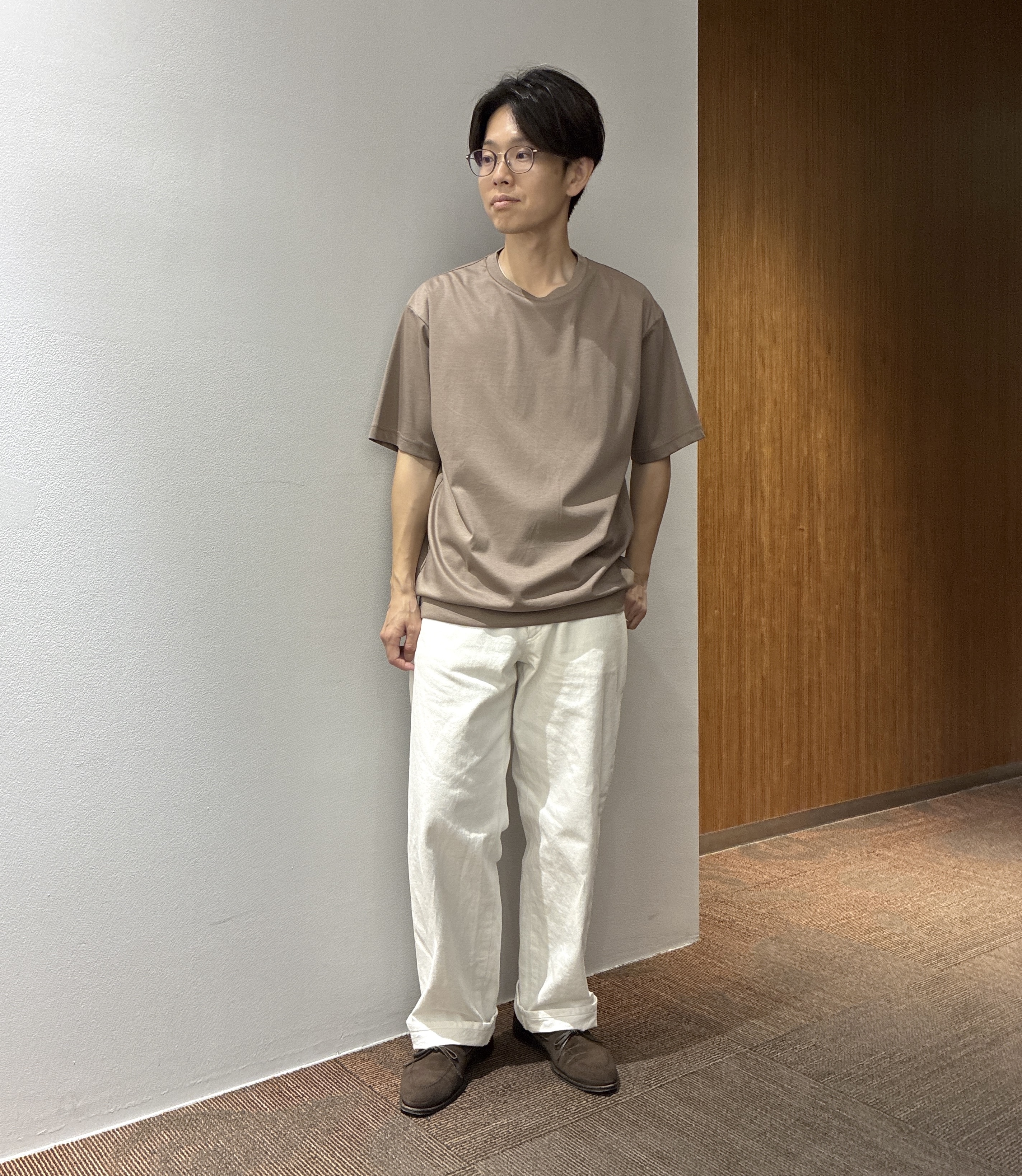 わいずみさんの「TAKEO KIKUCHI｜【接触冷感】ハイブリッド リネン 七分袖シャツ」を使ったコーディネート