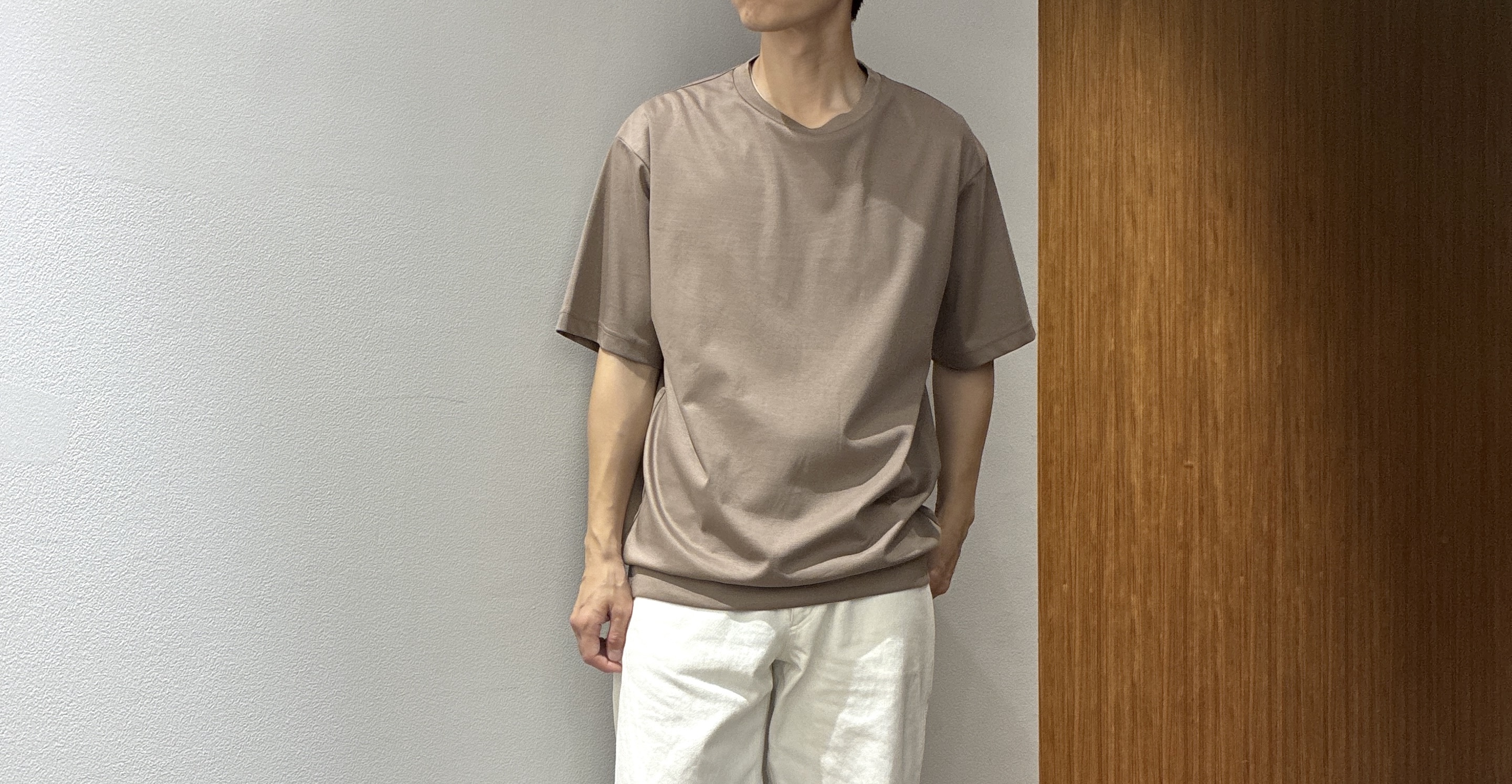 わいずみさんの「TAKEO KIKUCHI｜【接触冷感】ハイブリッド リネン 七分袖シャツ」を使ったコーディネート