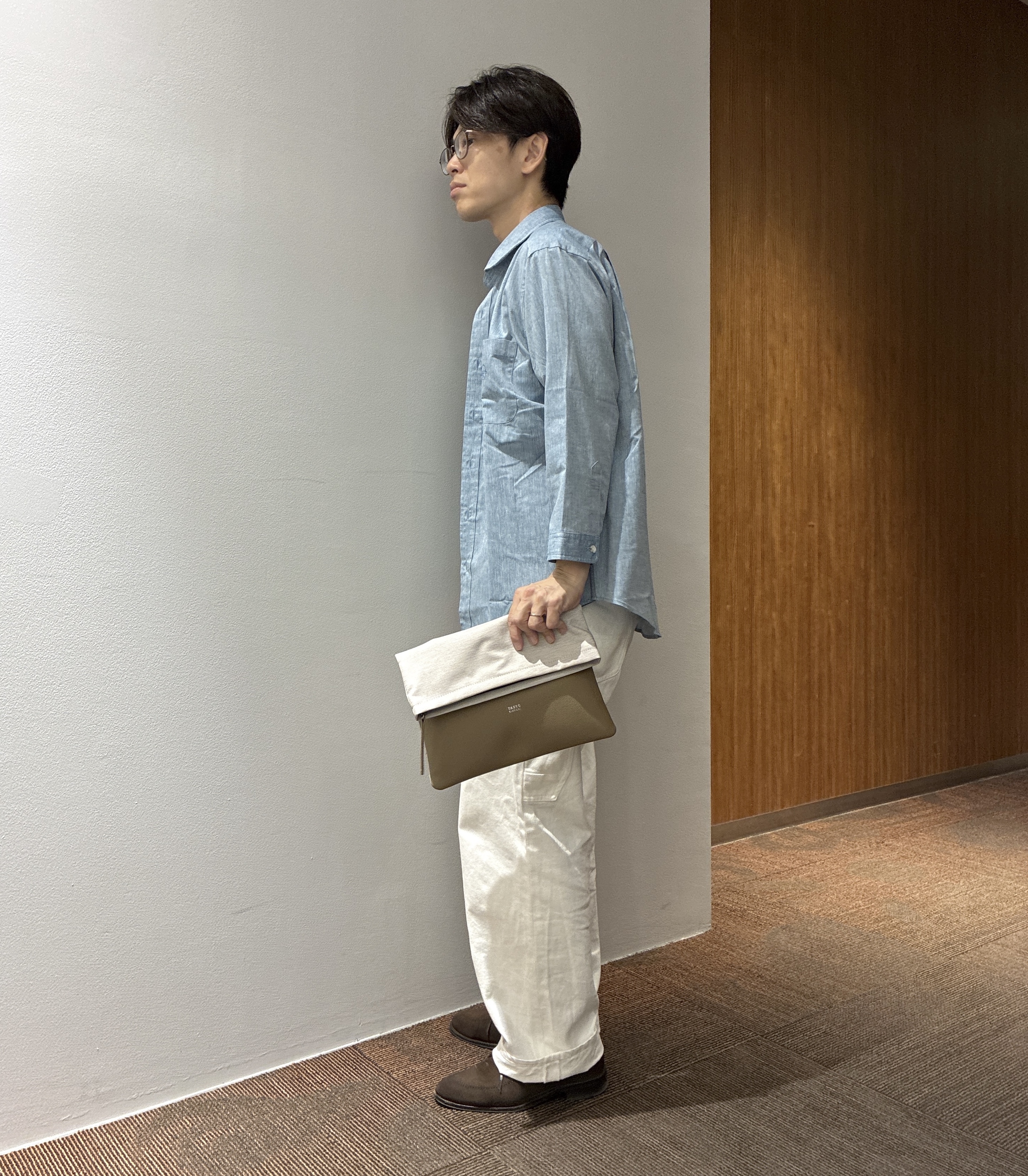 わいずみさんの「TAKEO KIKUCHI｜【接触冷感】ハイブリッド リネン 七分袖シャツ」を使ったコーディネート