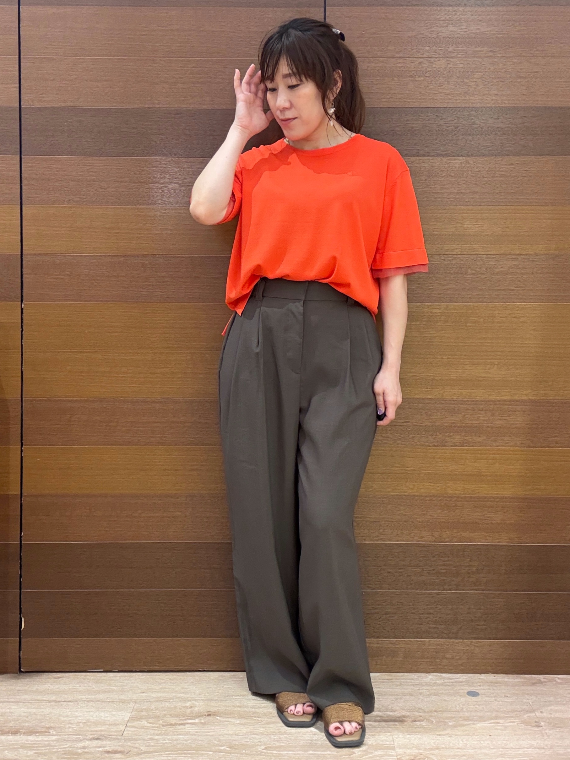 maichiさんの「OPAQUE.CLIP｜【UV／接触冷感／抗ピル】シアー＆レイヤード風さらりニット《洗濯機OK》」を使ったコーディネート