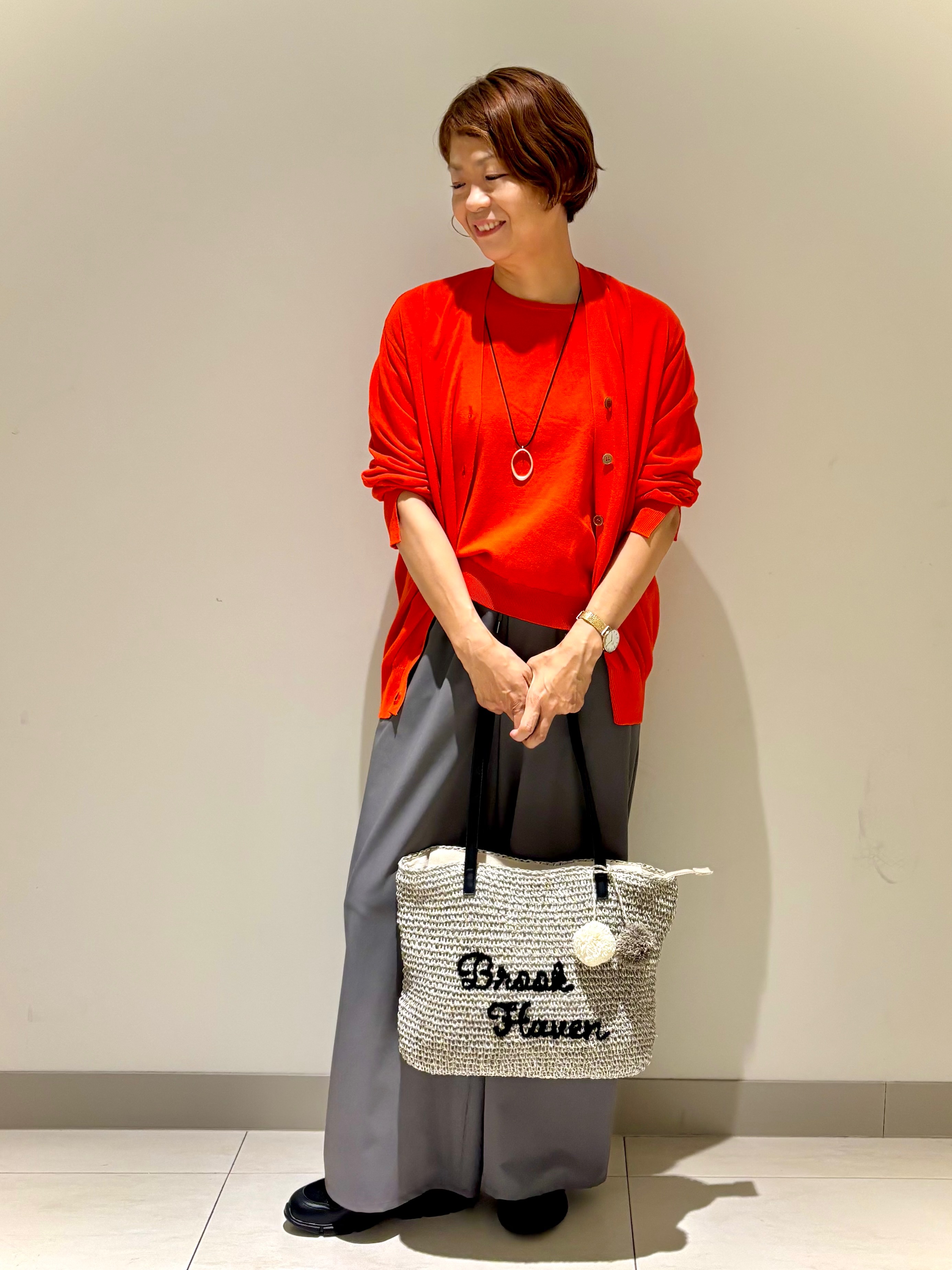 Haruさんの「Dessin｜【9色展開/接触冷感/UVカット】ドライタッチサマーニットT」を使ったコーディネート