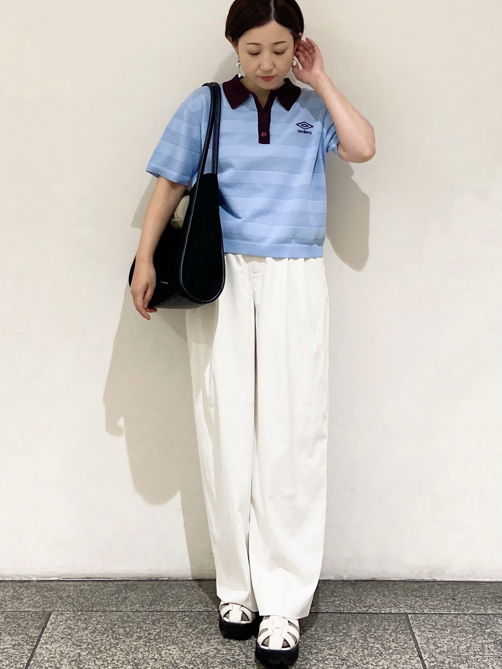 MIHOさんの「OPAQUE.CLIP｜◆【umbro／アンブロ】メッシュボーダー配色ポロニット」を使ったコーディネート