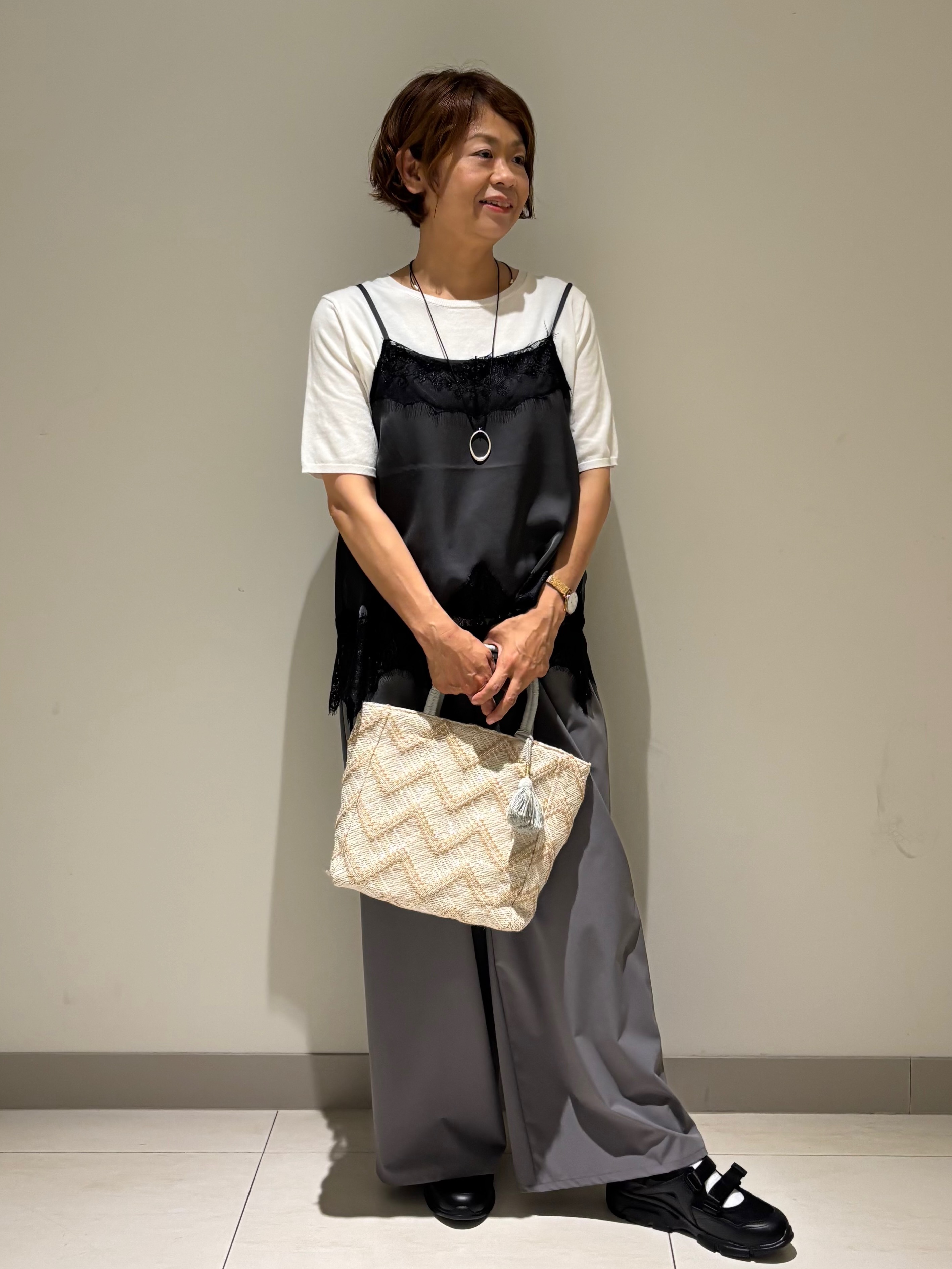 Haruさんの「Dessin｜【9色展開/接触冷感/UVカット】ドライタッチサマーニットT」を使ったコーディネート