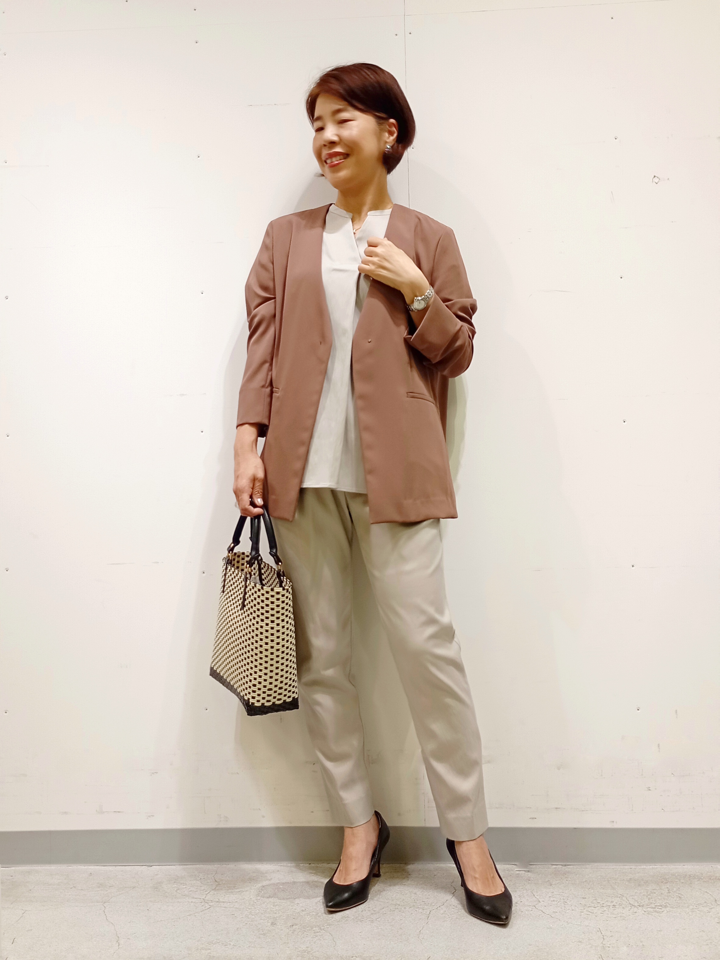 Kさんの「INDIVI｜【接触冷感／透湿／着る日傘】イージーワイドパンツ」を使ったコーディネート