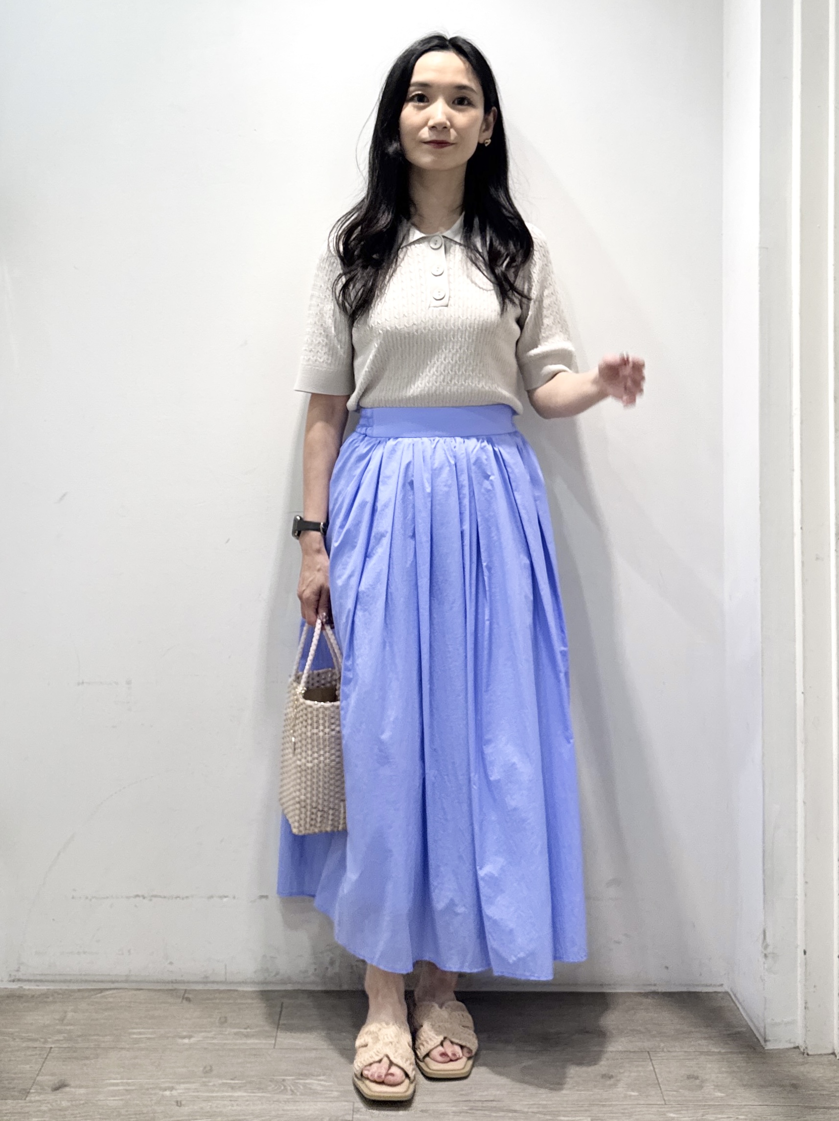 yuicciさんの「OPAQUE.CLIP｜【UV／接触冷感】ケーブルポロニット《洗濯機OK／抗ピル》」を使ったコーディネート