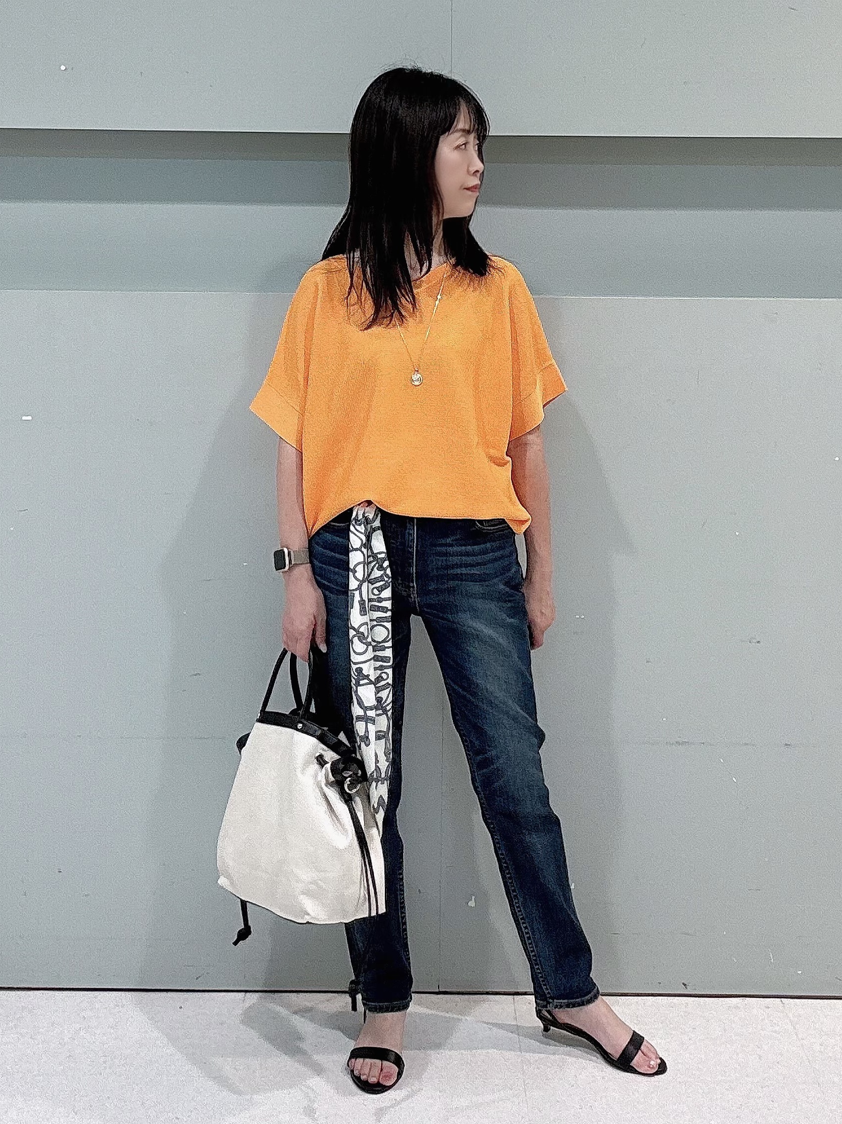 makiさんの「UNTITLED｜【11色展開/体型カバー】前後2WAYフレンチスリーブニット」を使ったコーディネート