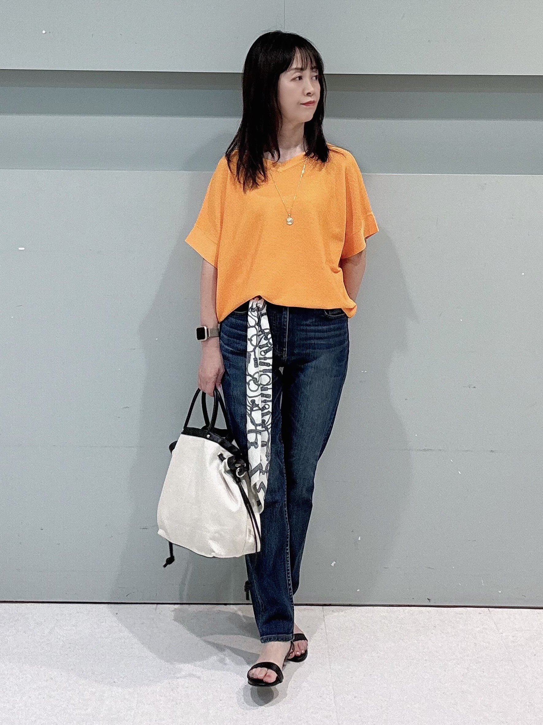 makiさんの「UNTITLED｜【11色展開/体型カバー】前後2WAYフレンチスリーブニット」を使ったコーディネート