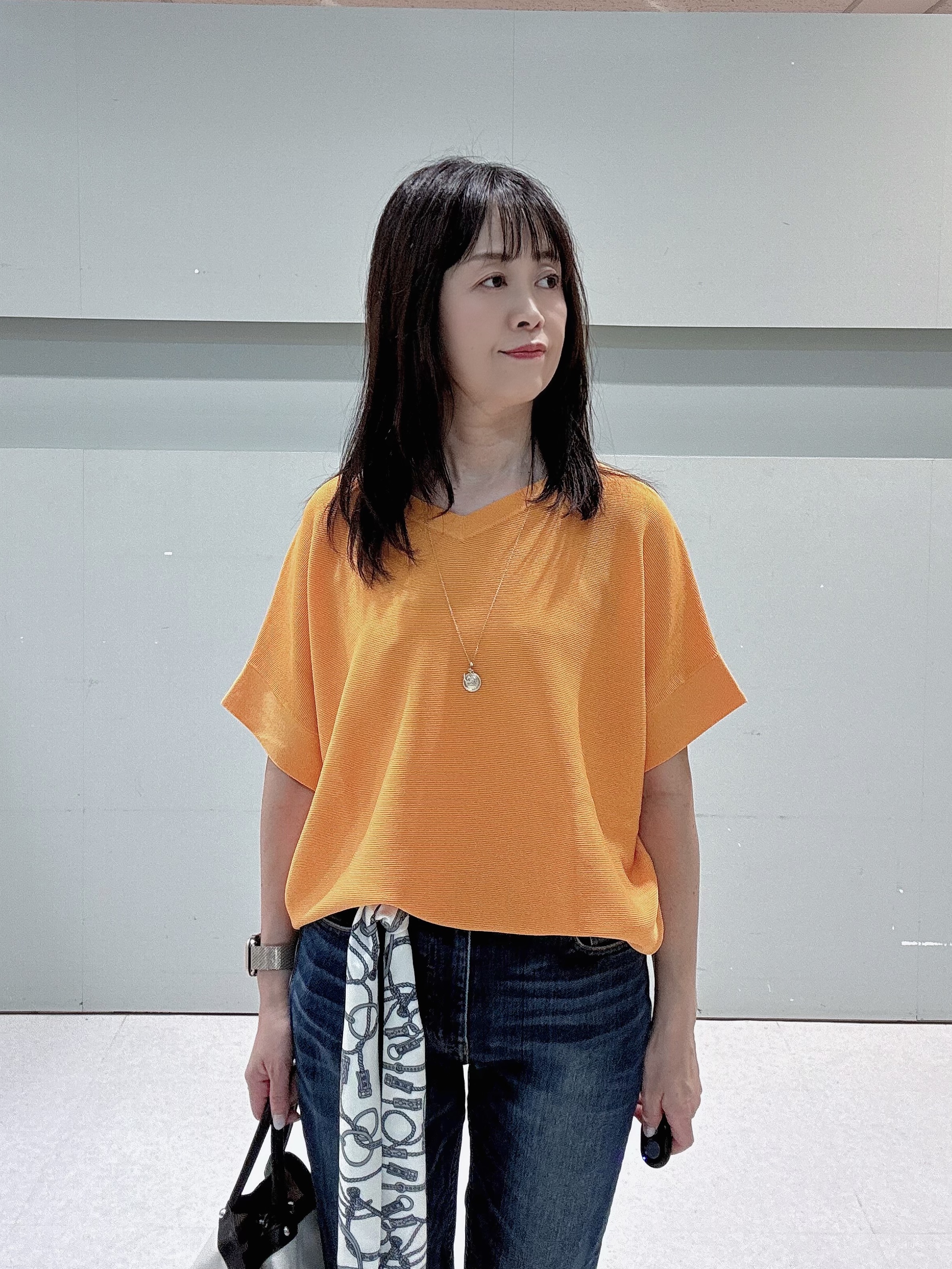makiさんの「UNTITLED｜【11色展開/体型カバー】前後2WAYフレンチスリーブニット」を使ったコーディネート