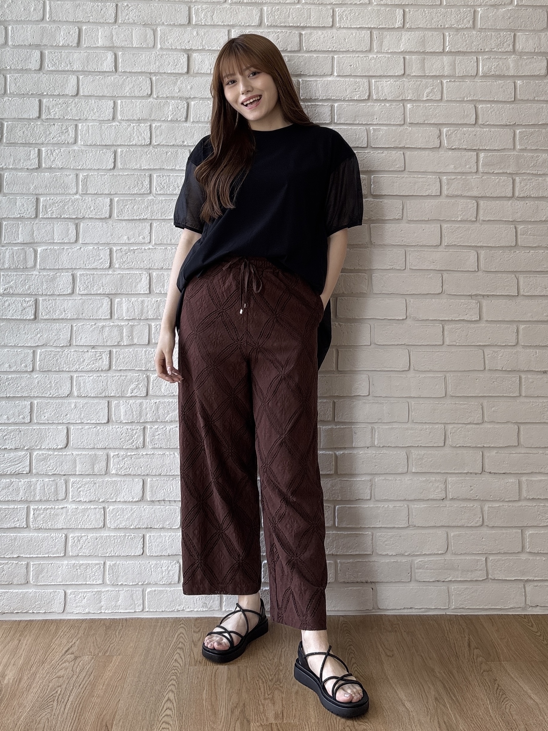 sayaさんの「grove｜【吸水速乾・UVカット】シアードッキングランタンスリーブTシャツ」を使ったコーディネート