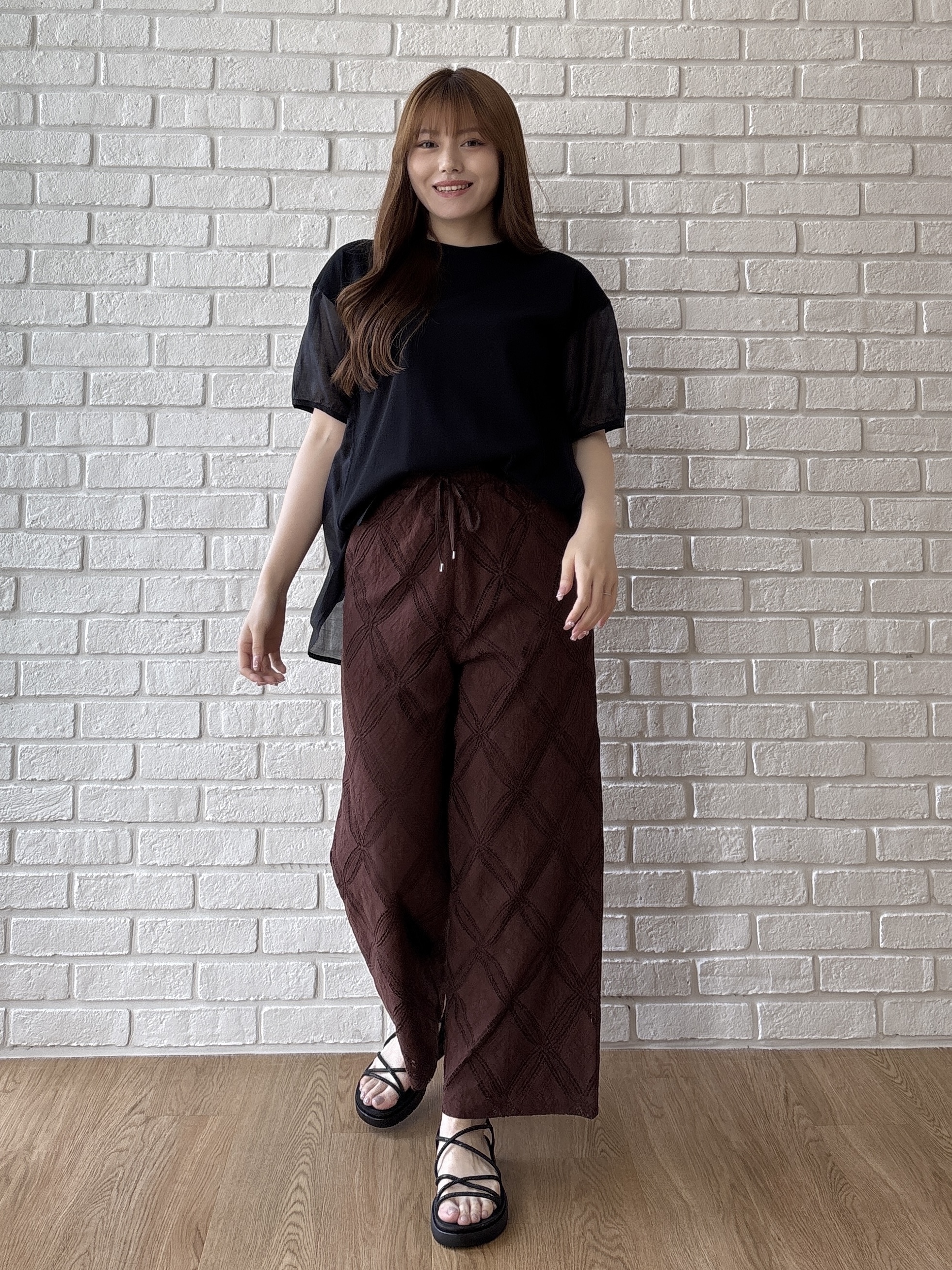 sayaさんの「grove｜【吸水速乾・UVカット】シアードッキングランタンスリーブTシャツ」を使ったコーディネート