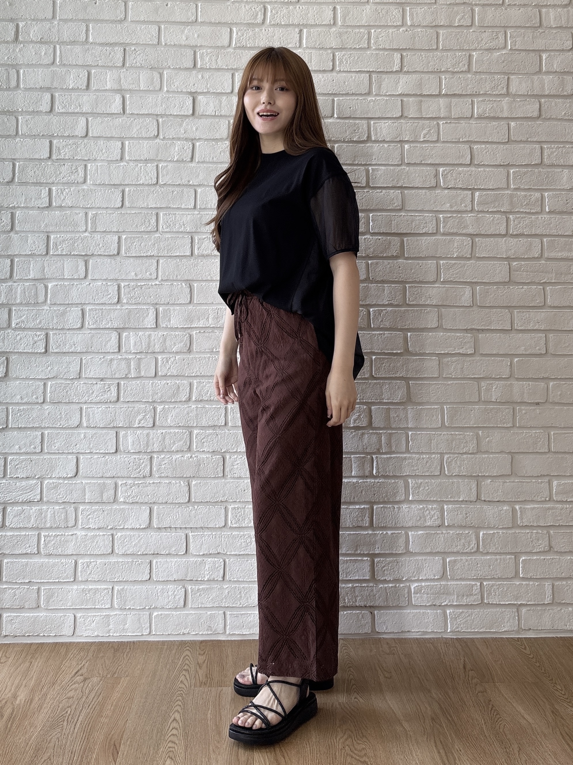 sayaさんの「grove｜【吸水速乾・UVカット】シアードッキングランタンスリーブTシャツ」を使ったコーディネート