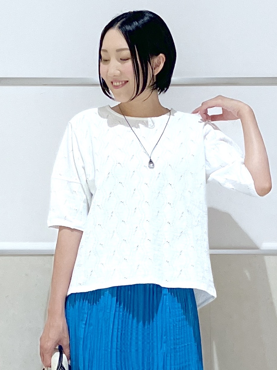 eriko さんの「Dessin｜【マシンウォッシャブル】5分袖レースカットソー」を使ったコーディネート