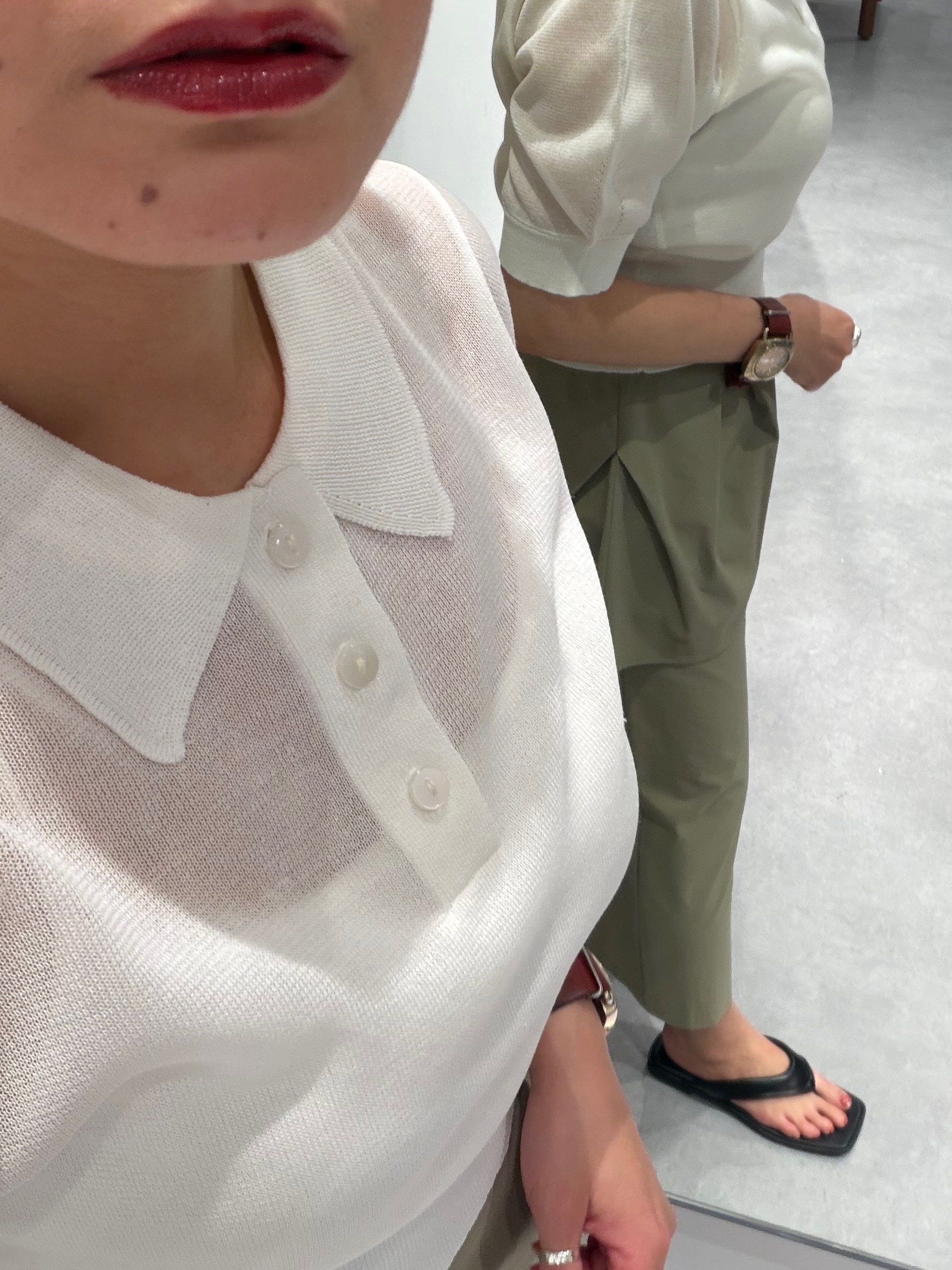 mari_831さんの「INDIVI｜フォルムスリーブポロニット」を使ったコーディネート