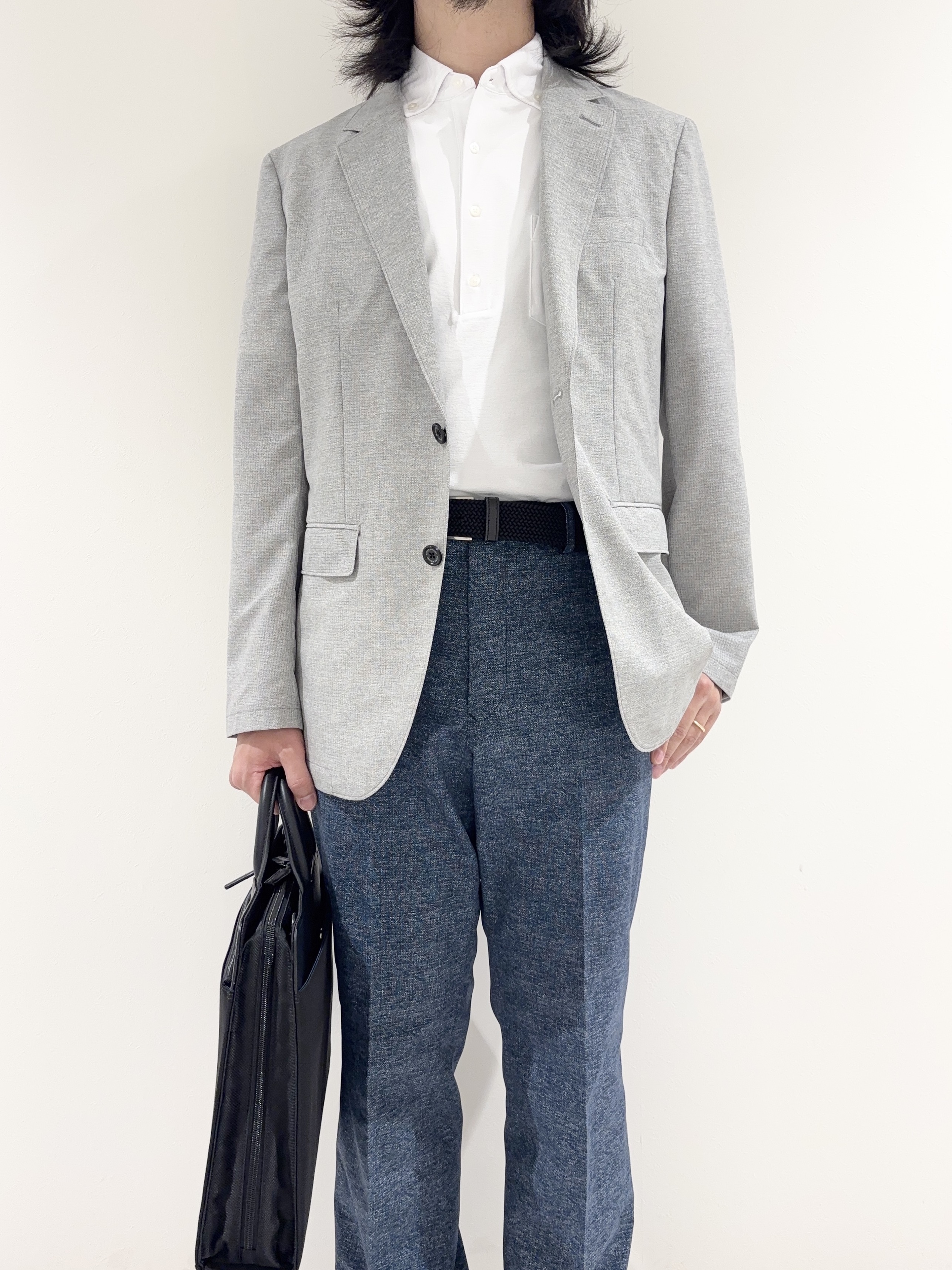 及川さんの「TAKEO KIKUCHI｜【抗菌防臭】COOL DOTS（R）ドビープリント ジャケット」を使ったコーディネート