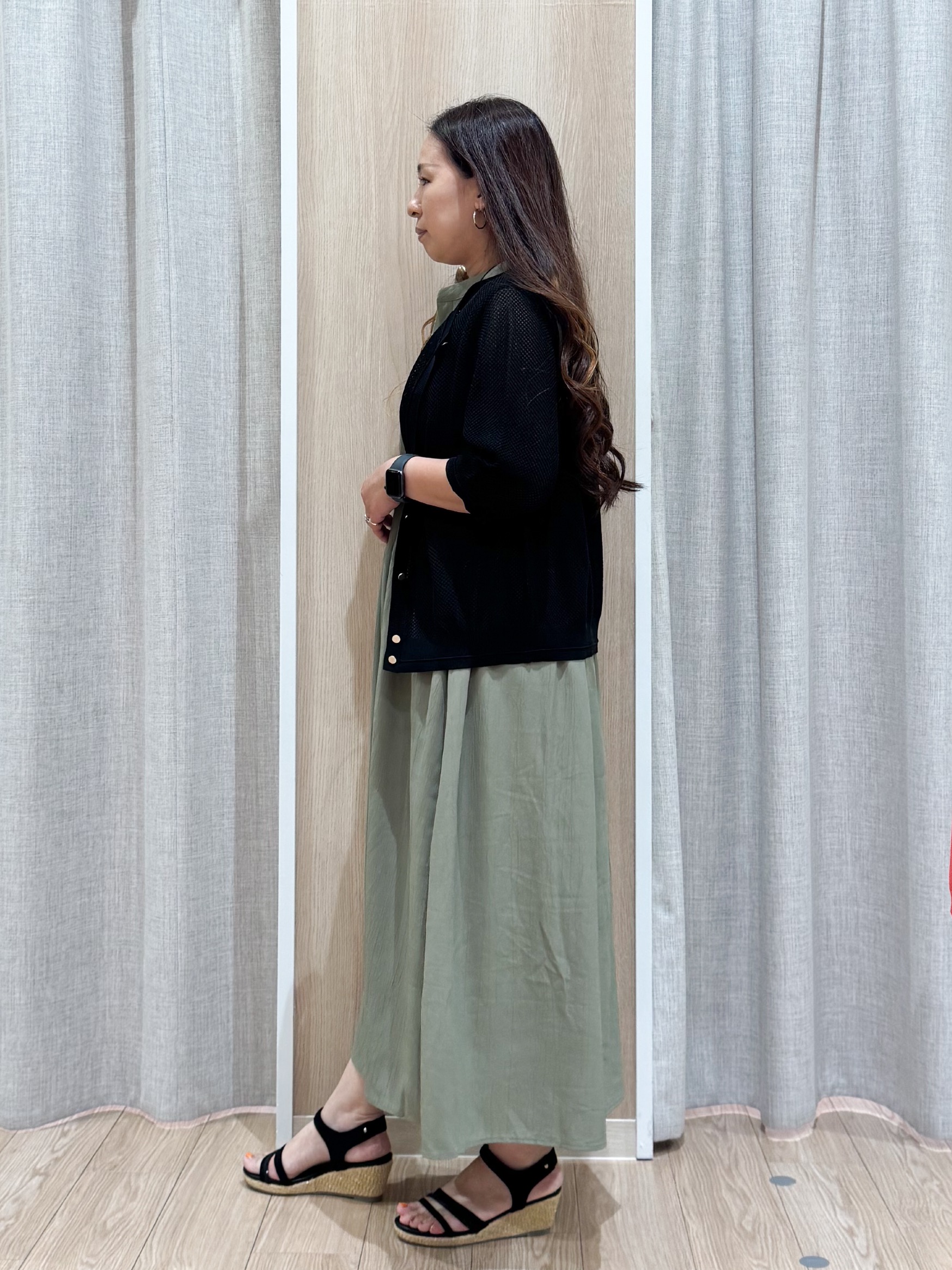sachiさんの「grove｜【洗える】透けない、大人のメッシュカーディガン」を使ったコーディネート