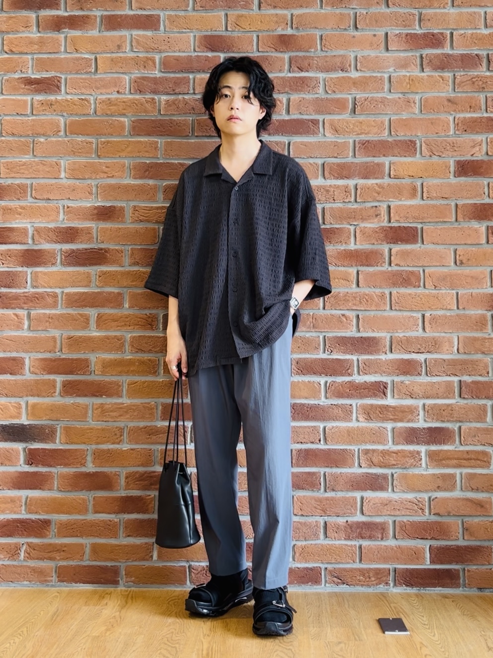 ワッキーさんの「tk.TAKEO KIKUCHI｜シュリンクジャガード開襟シャツ」を使ったコーディネート