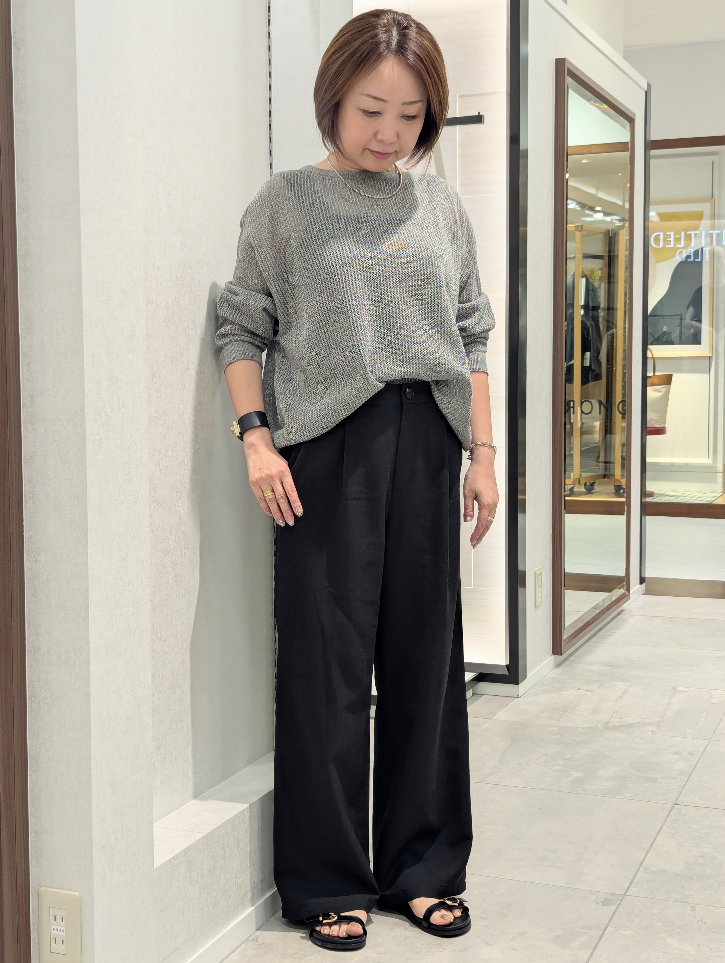odaさんの「UNTITLED｜◆シアーメッシュニット」を使ったコーディネート