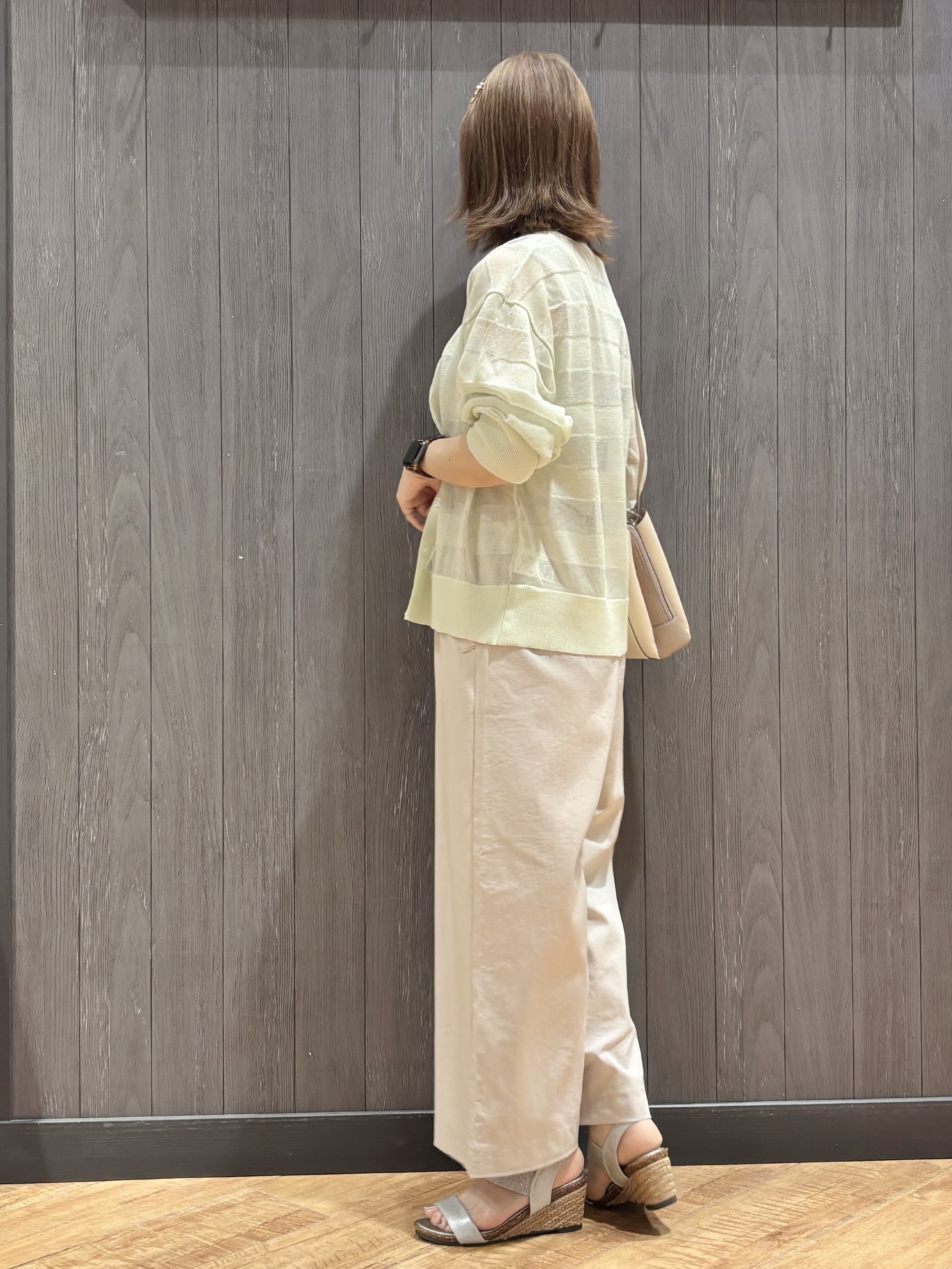 meiさんの「SHOO･LA･RUE｜【洗濯機可/S-LL】涼し気な透け感 日差し冷房対策に シアーボーダーカーディガン」を使ったコーディネート