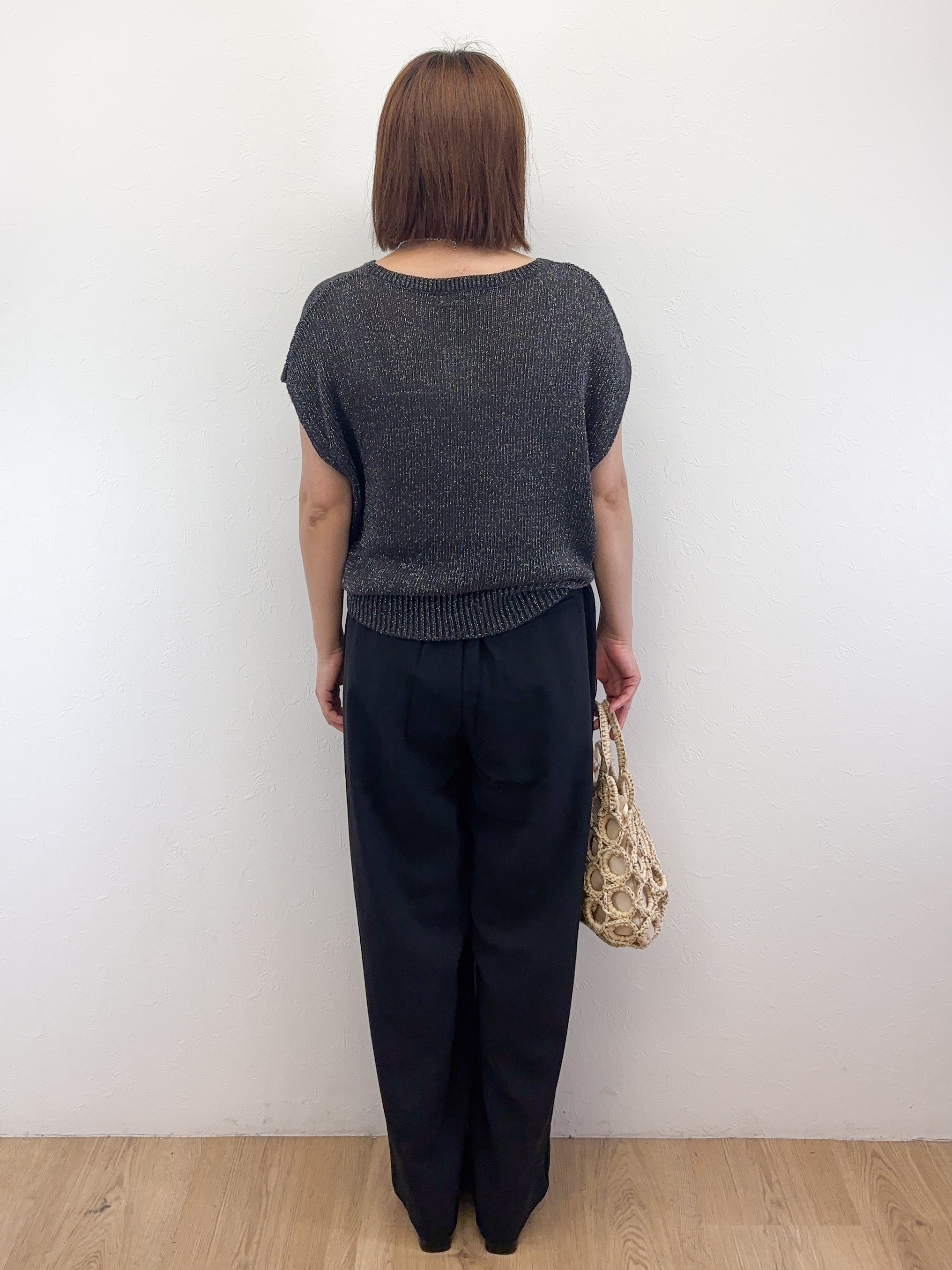 Takeさんの「OPAQUE.CLIP｜ラメメッシュ フレンチスリーブニット【洗濯機OK】」を使ったコーディネート