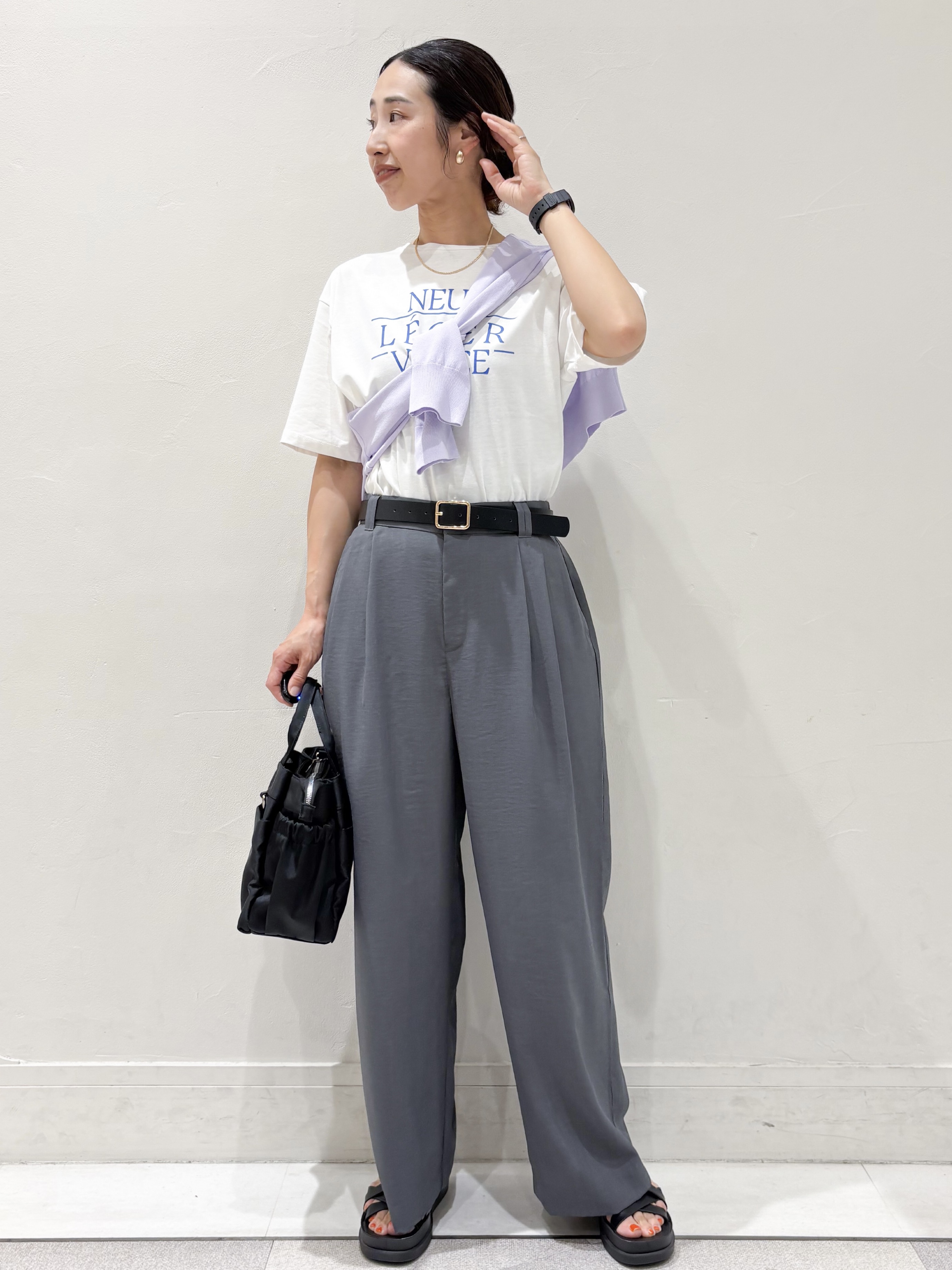 ちえさんの「OPAQUE.CLIP｜【UV／接触冷感】Vネックリラクシーニットカーディガン《洗濯機OK／抗ピル》」を使ったコーディネート