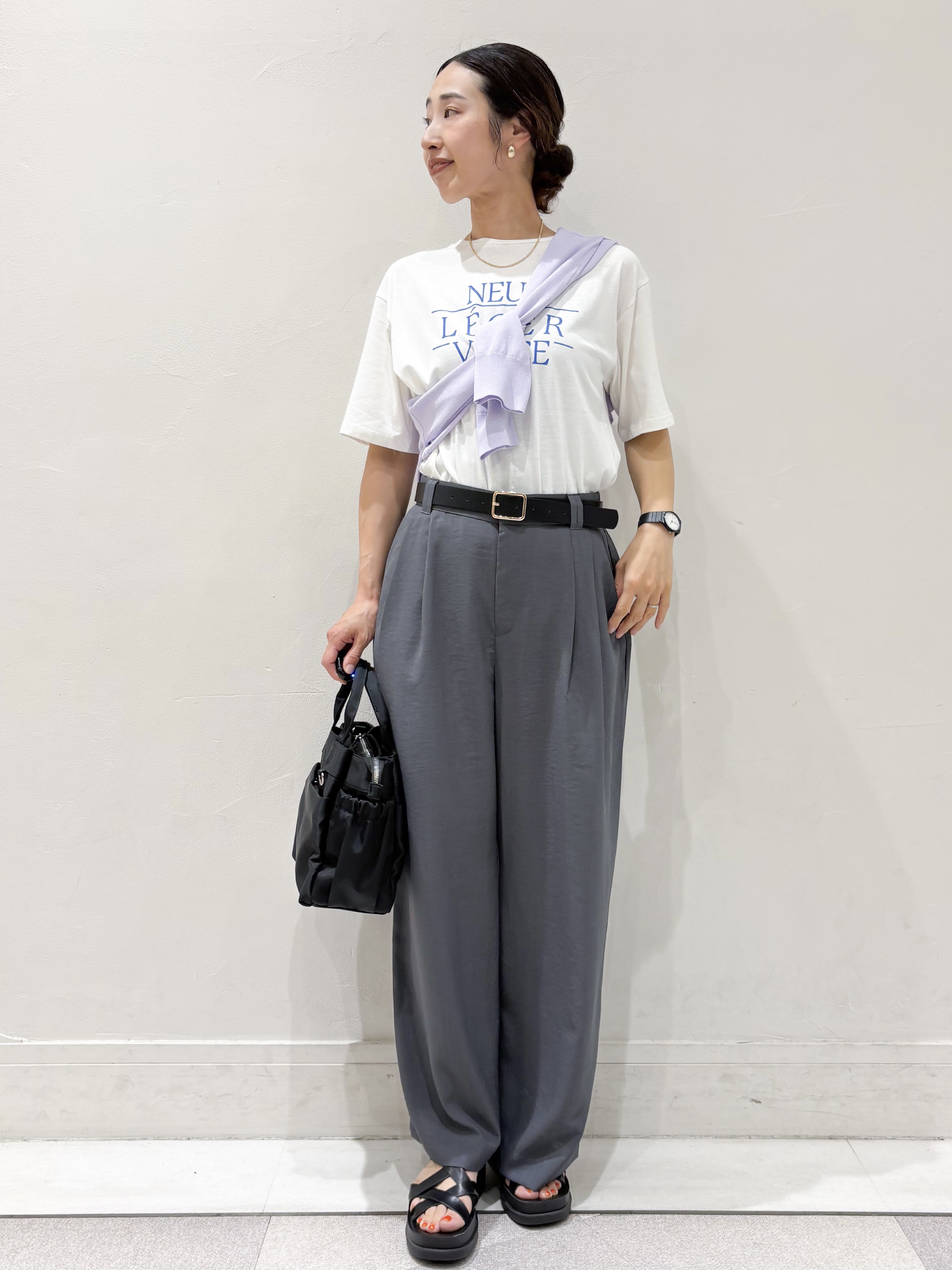 ちえさんの「OPAQUE.CLIP｜【UV／接触冷感】Vネックリラクシーニットカーディガン《洗濯機OK／抗ピル》」を使ったコーディネート