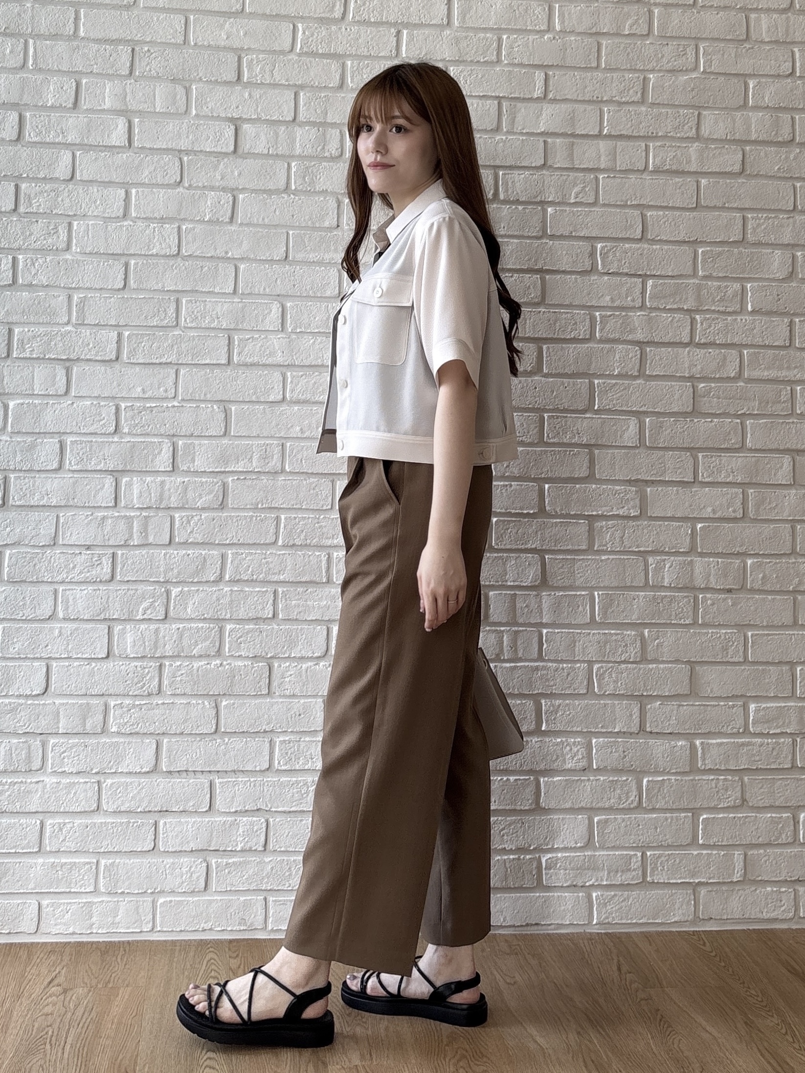sayaさんの「grove｜【吸水速乾・通気性・洗える】衿付きハーフジャケット」を使ったコーディネート