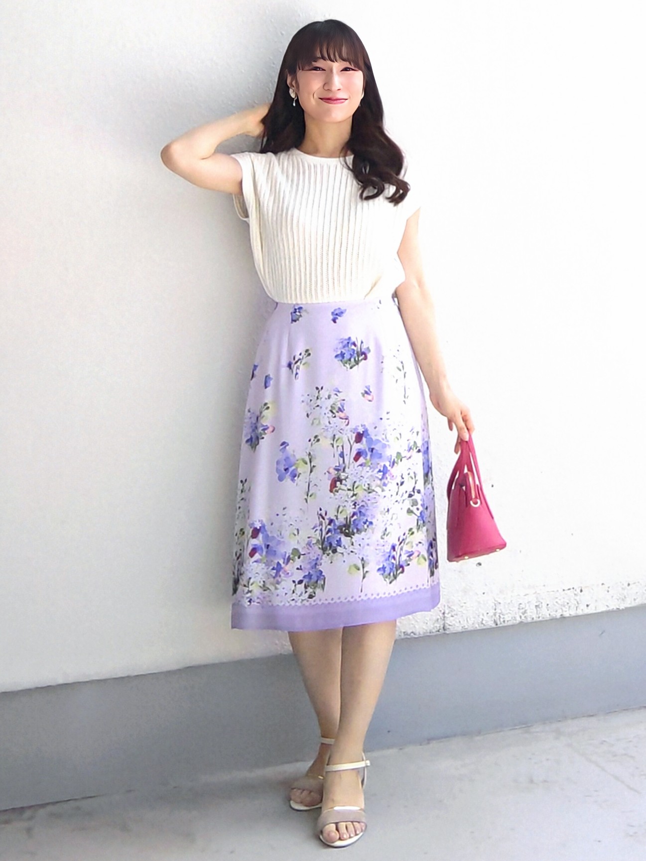 keinaさんの「SunaUna｜多色花柄プリントスカート」を使ったコーディネート