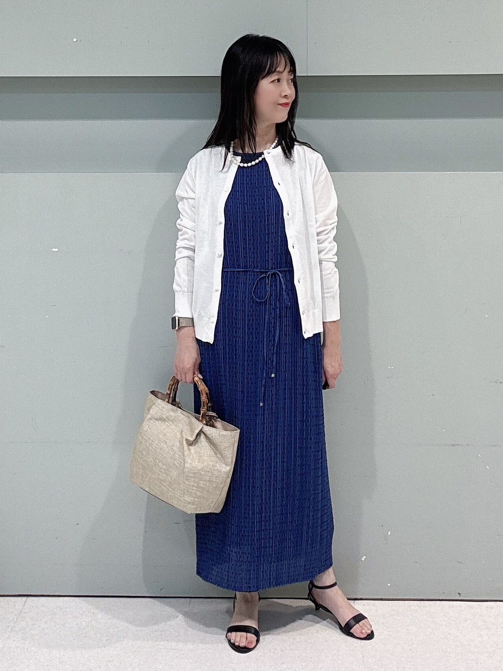 makiさんの「UNTITLED｜◆【9色展開/アンサンブル可】コットンクルーネックカーディガン」を使ったコーディネート